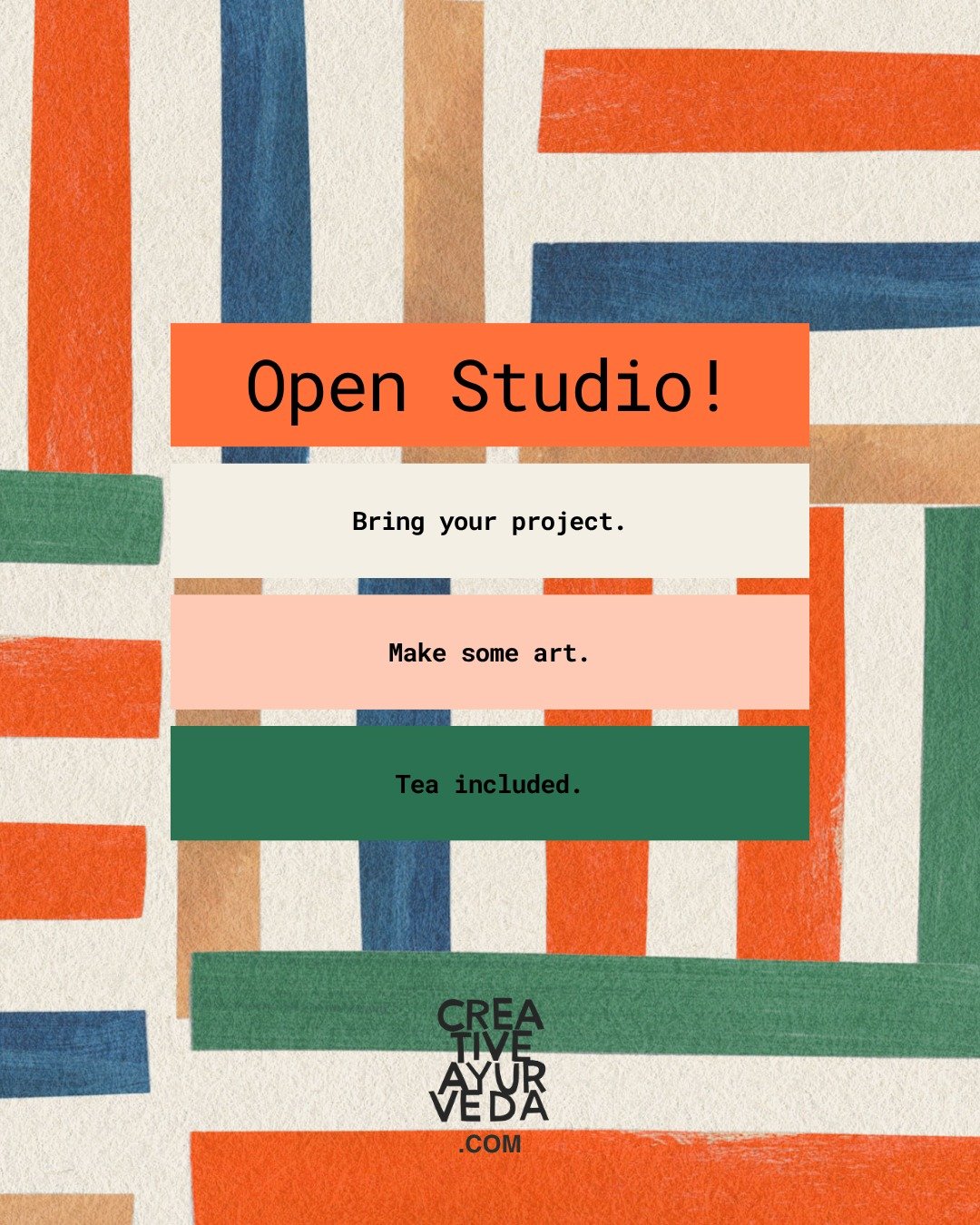 Need a little creative time? 🎨
Bring your project and supplies, and join us in the studio on Nov 16, 3:30&ndash;5pm. Work at your own pace, finish that lingering project, or just enjoy some art time with good vibes and tea.

⁕ Nov 16, 3:30-5pm
⁕ 90 