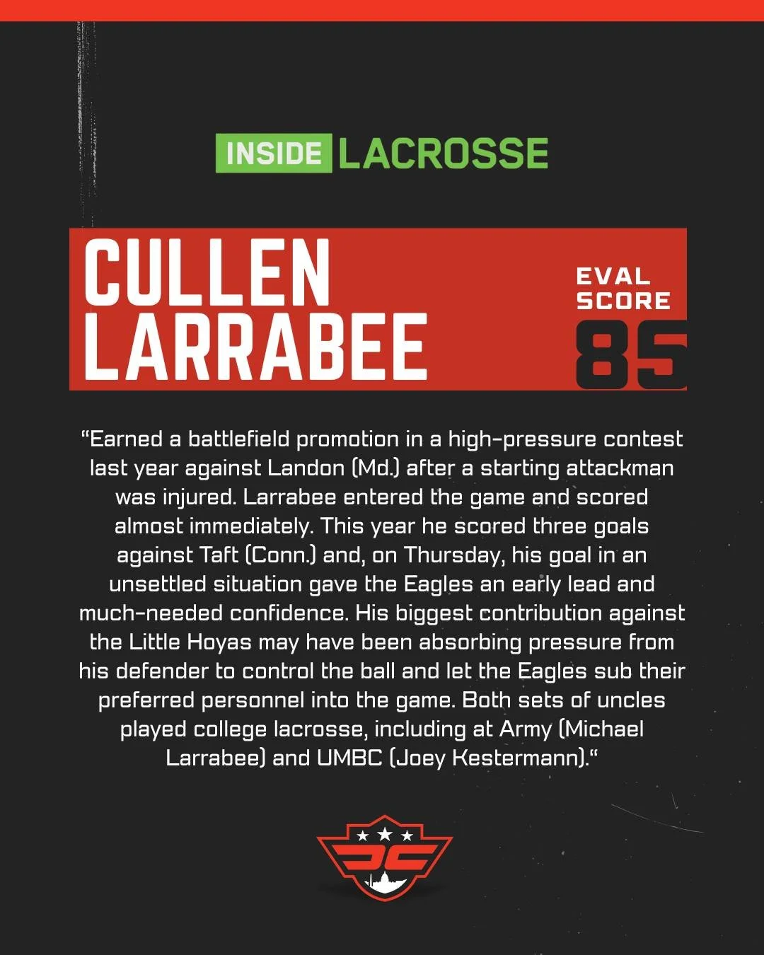 Shoutout to @cullen_larrabee and @paul_choquette33 of '27 Black for being featured in @insidelacrosse's D.C. Rundown.

Well done, boys! 👏