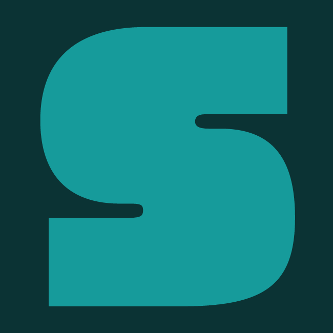Large teal letter "S" on a dark teal background, representing the design firm Skyhouse Studio.