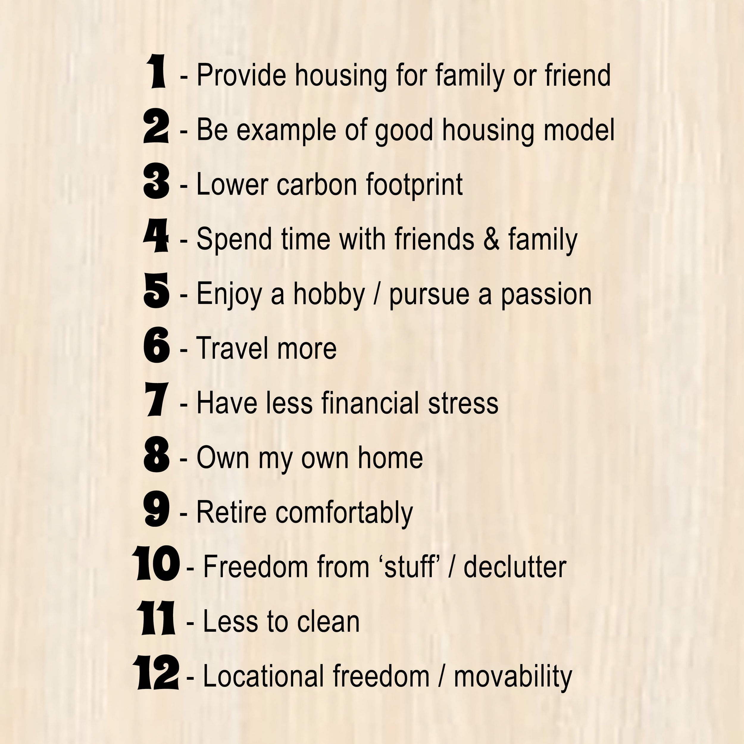 List of 12 reasons people choose to live in a tiny home