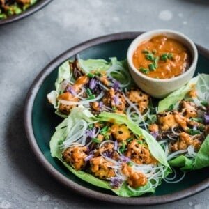 Crispy Sesame Tofu &amp; Oyster Mushroom Lettuce Wraps 