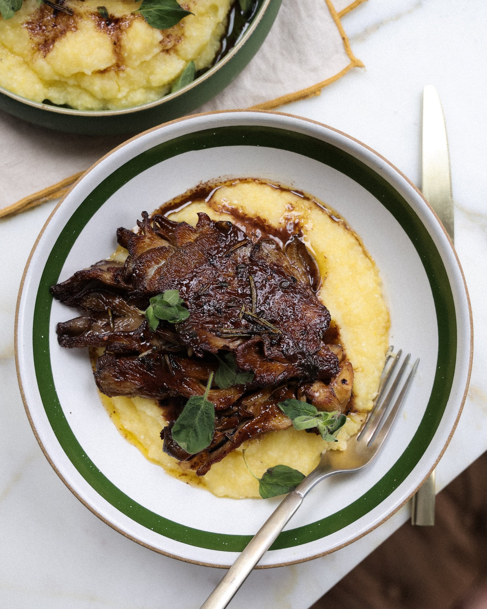 Lion’s Mane Mushroom Steaks Over Polenta