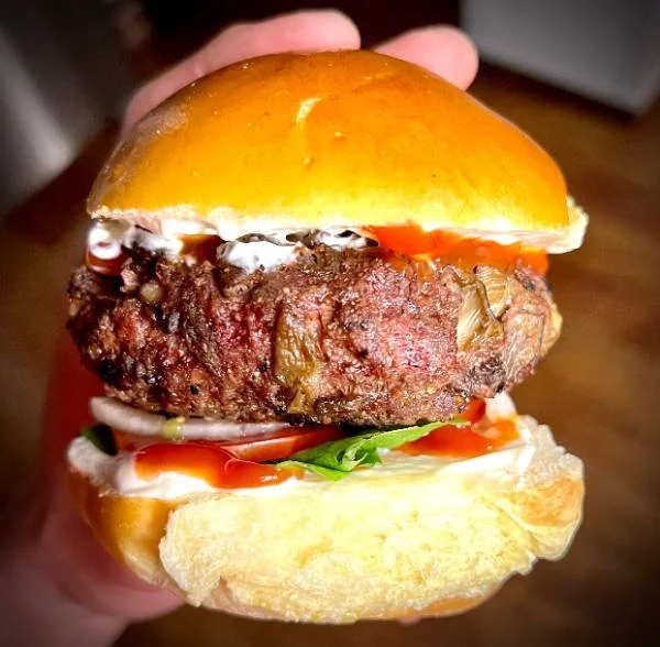 Blue Oyster Mushroom and Beef Burger