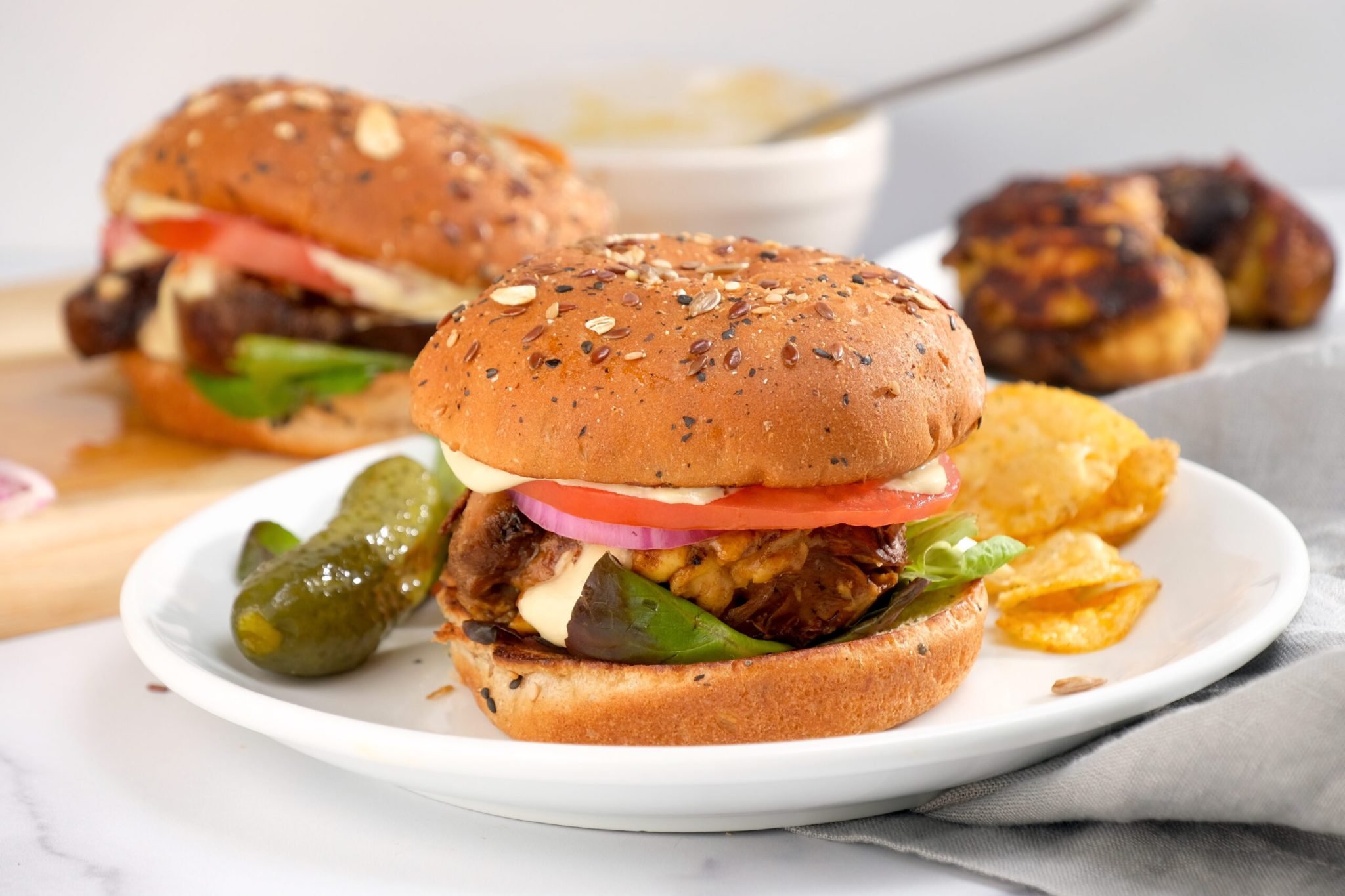 Cheesy Stuffed Lion’s Mane Mushroom Burgers