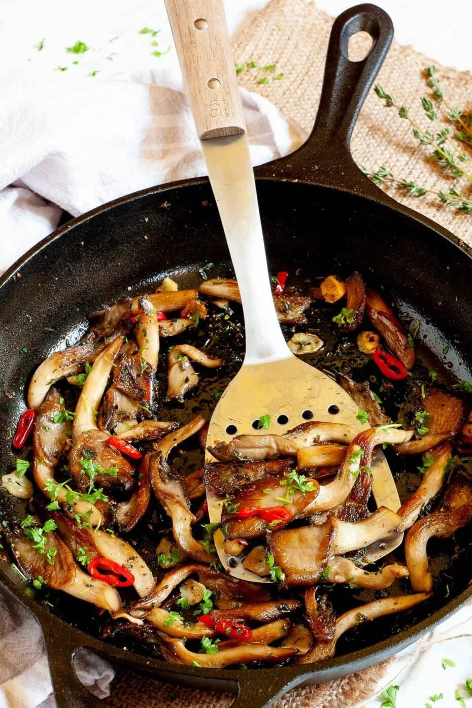 Pan-Fried Green Herb Oyster Mushroom Recipe