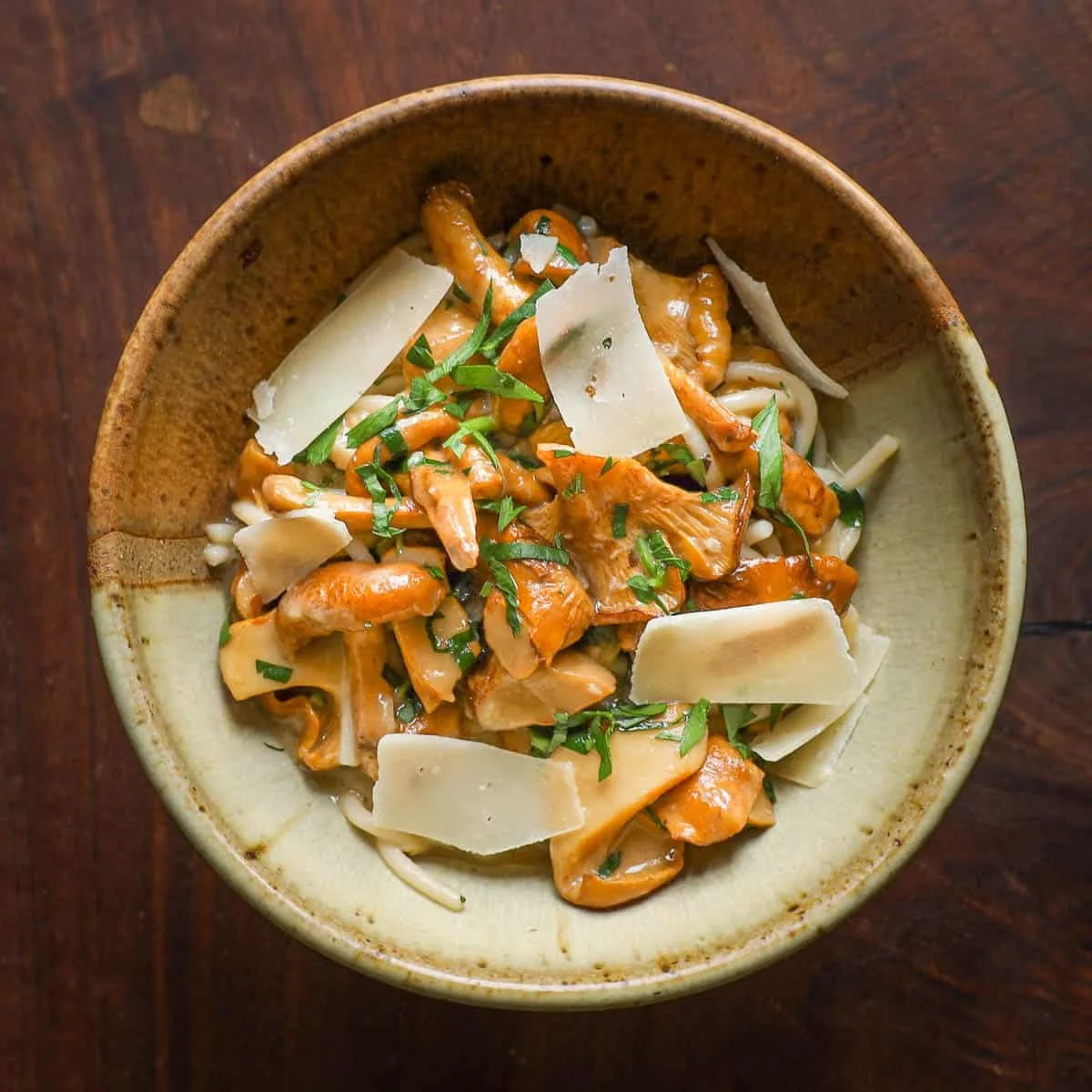 Chanterelle Mushroom Pasta with Roasted Garlic and Wine Sauce