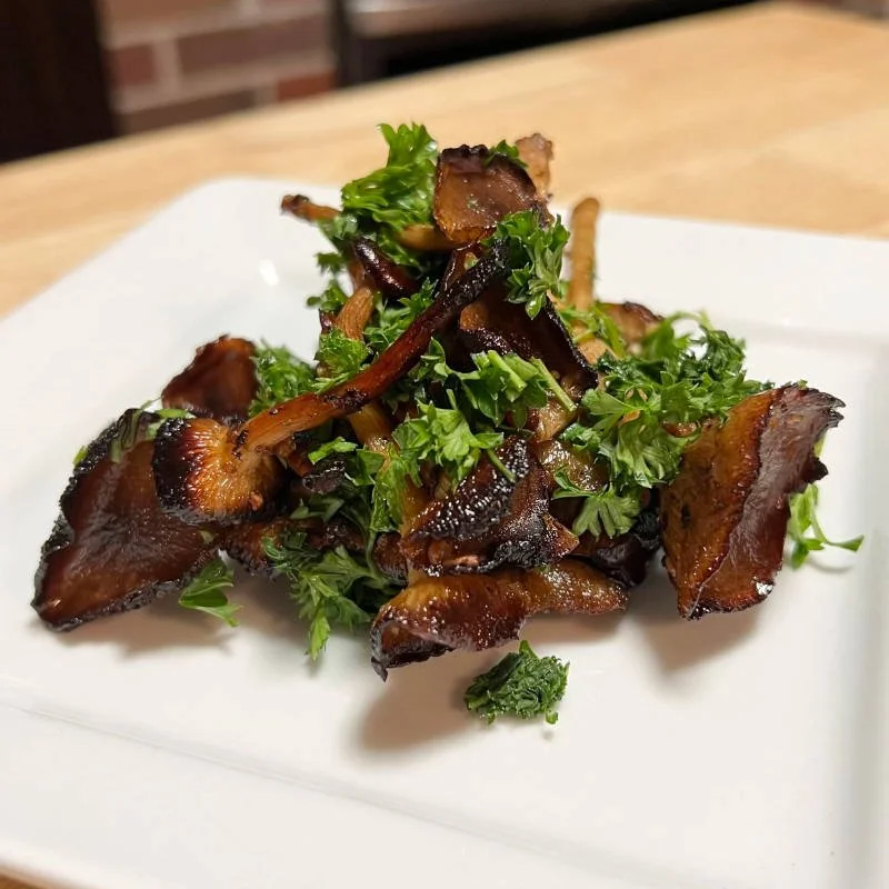Roasted Marinated Pioppino Mushrooms