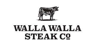 Logo of Walla Walla Steak Co featuring a cow illustration