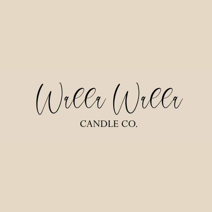 Logo for Wella Wella Candle Co. with elegant black script on a beige background.