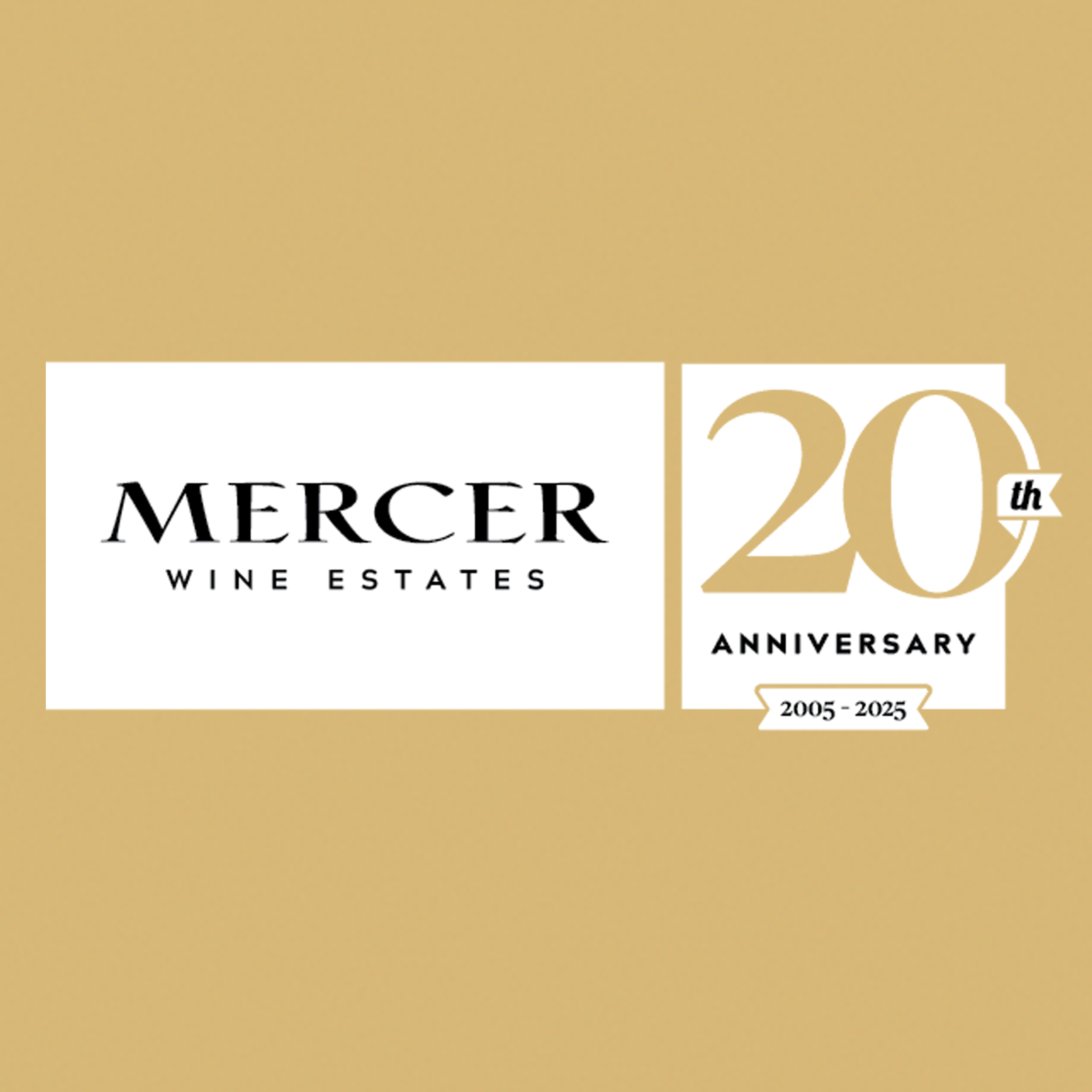 Celebrating Mercer Wine Estates' 20th anniversary from 2005 to 2025.