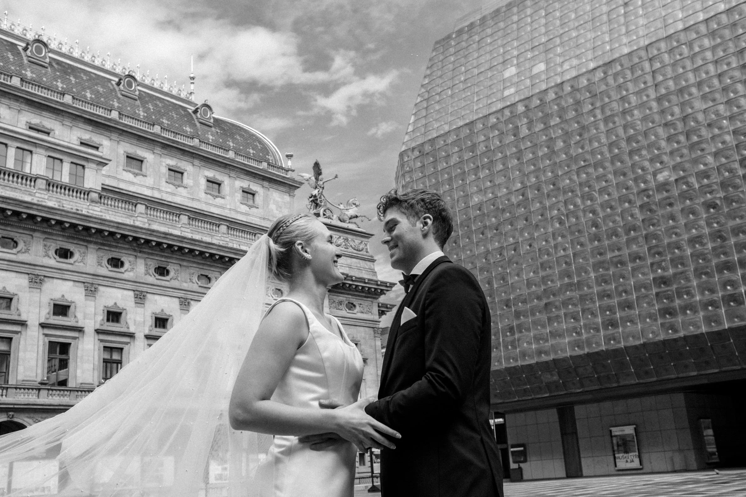 Old Town wedding photos from an intimate Prague elopement, captured in the historic center by a Prague wedding photographer.