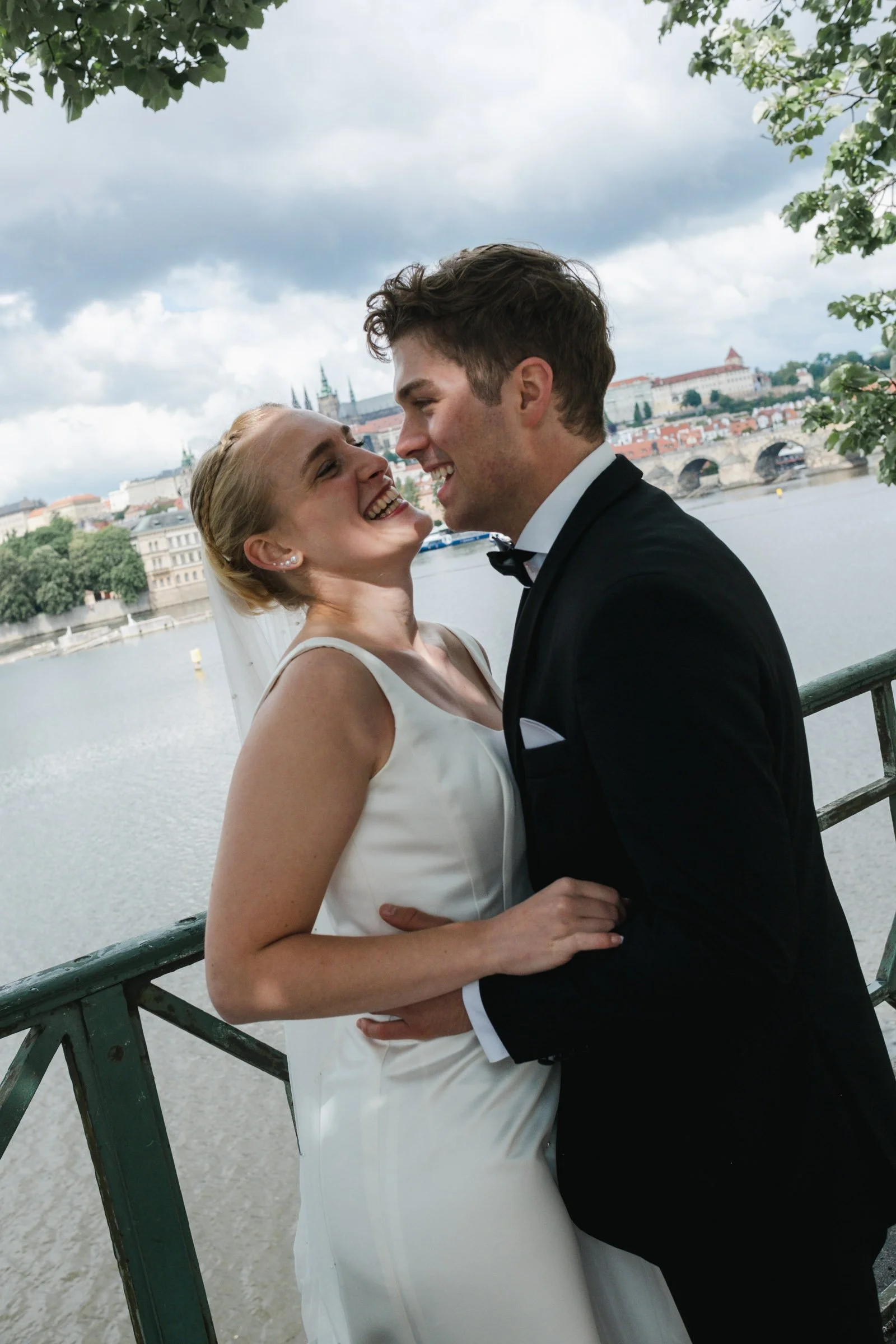 Intimate portrait of a couple during a Prague elopement wedding, photographed by a Prague wedding photographer.