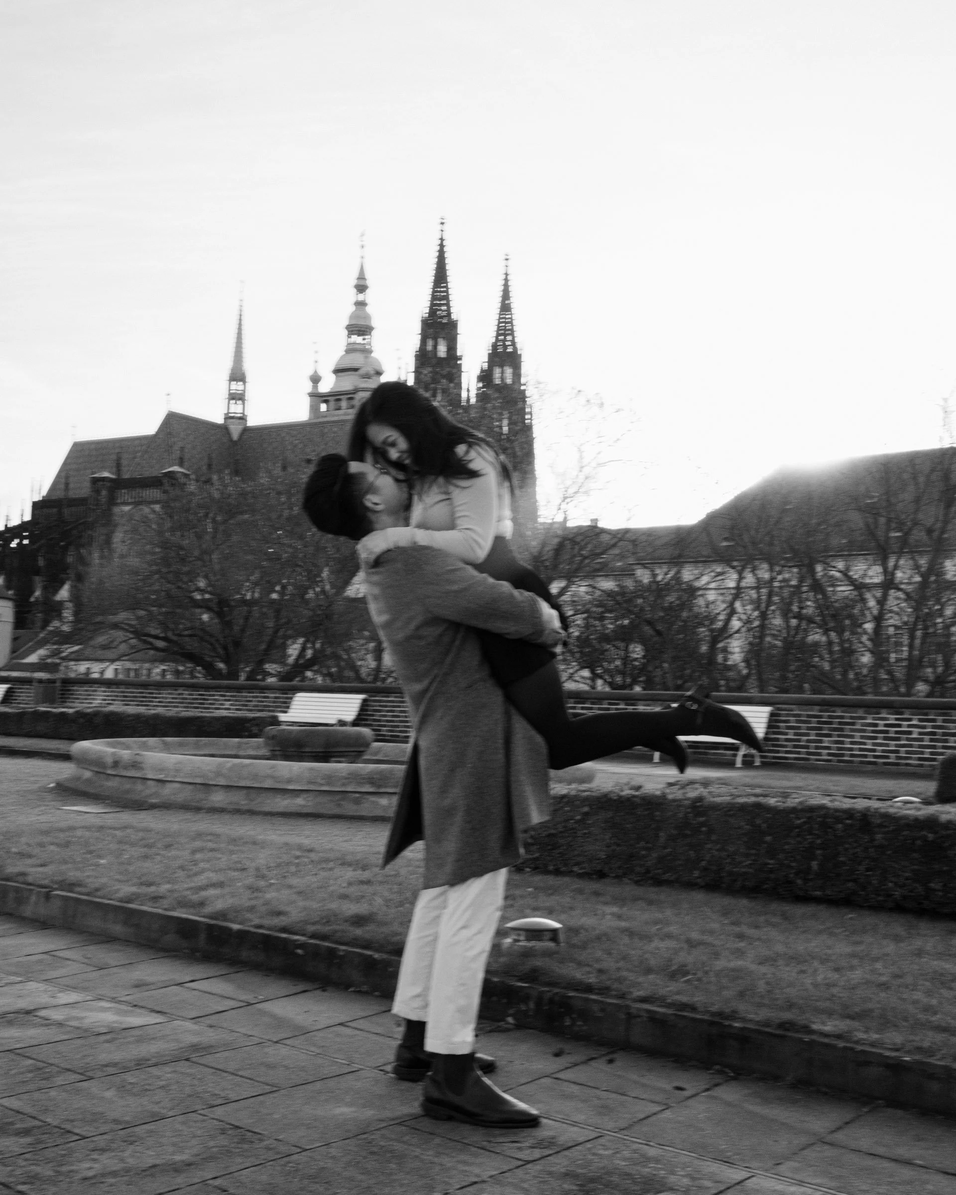 Couple engagement in Prague, captured by surprise proposal photographer Dan Hromada.