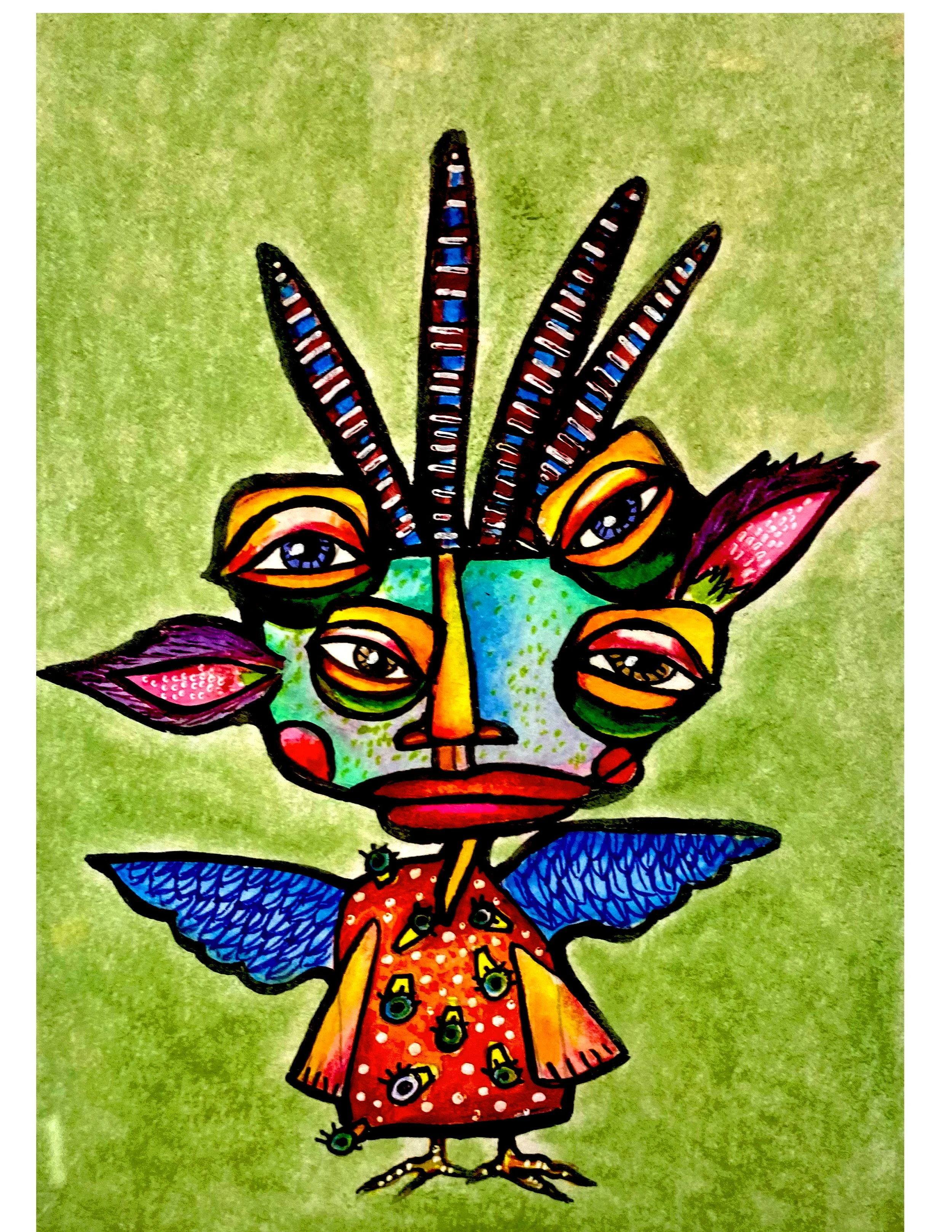 El mal de ojo. Watercolor , black ink and colores pencils.9.5x11