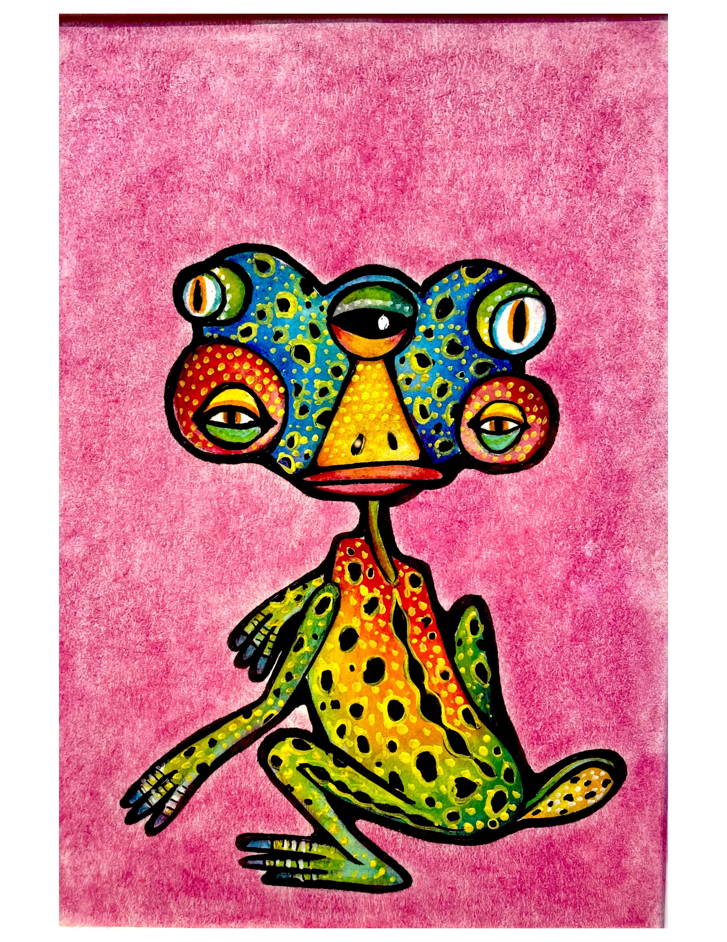Sana, sana, colita de rana.  Watercolor , black ink and colores pencils.9.5x11