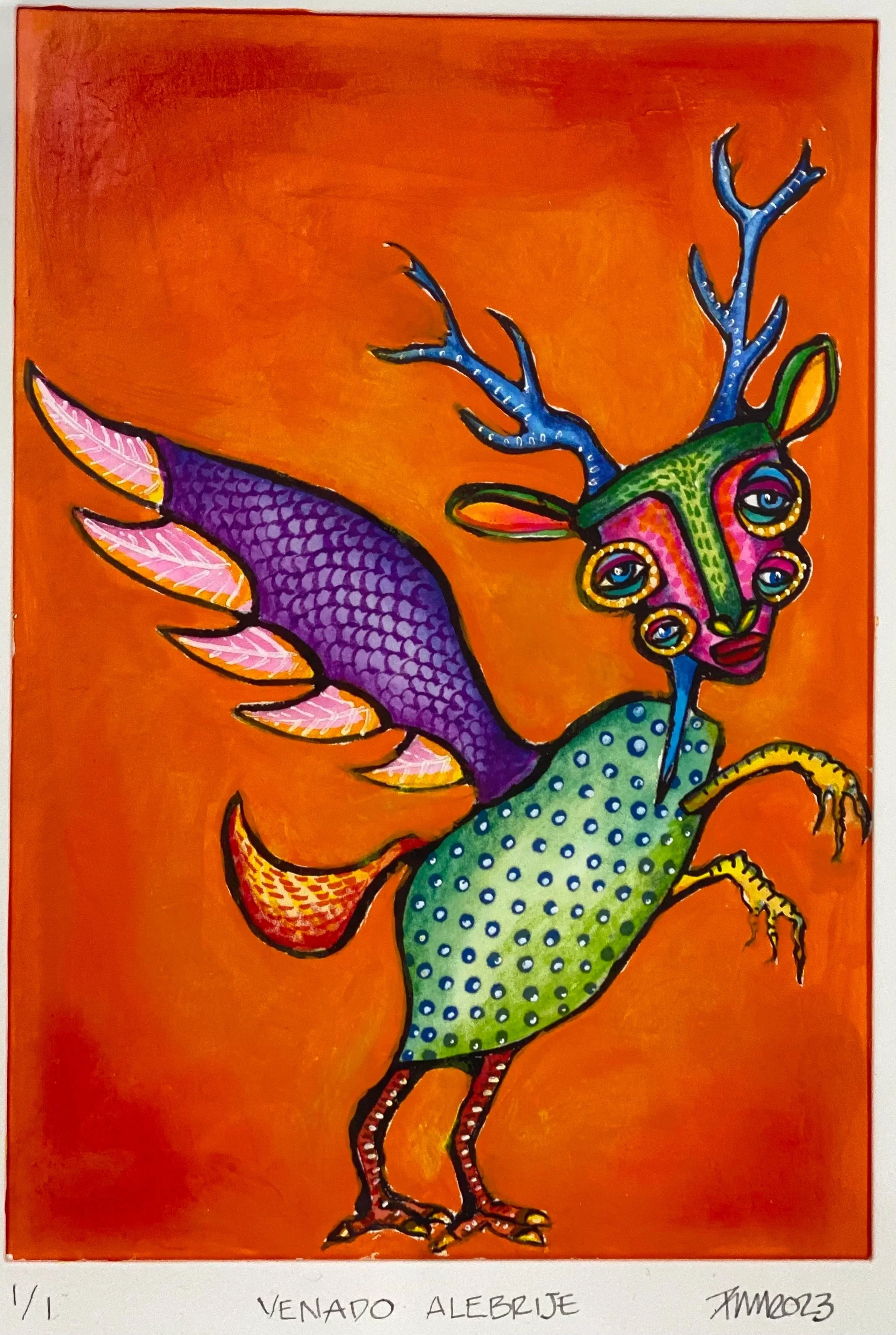 El venado. Watercolor , black ink and colores pencils.9.5x11