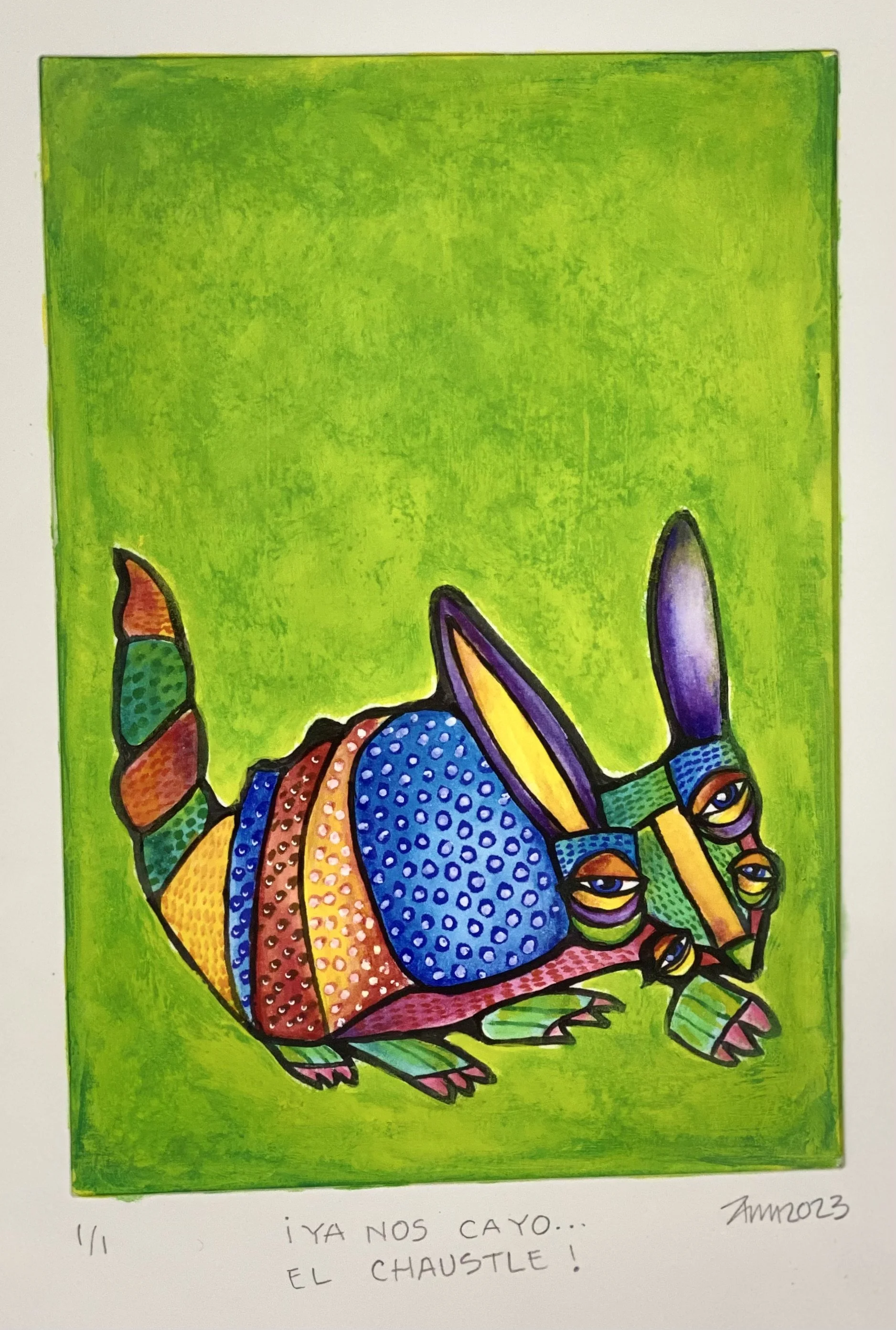 Nos cayo el Chahuistle.  Watercolor , black ink and colores pencils.9.5x11