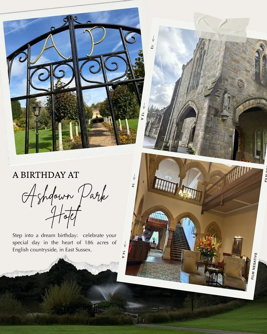 Here are a few ideas to inspire a birthday celebration at Ashdown Park Hotel in East Sussex: 

✨ Slow morning spa ritual with healing treatments
🍰 Private afternoon tea overlooking the lawns
📸 A personalised walk through the gardens with planned ph