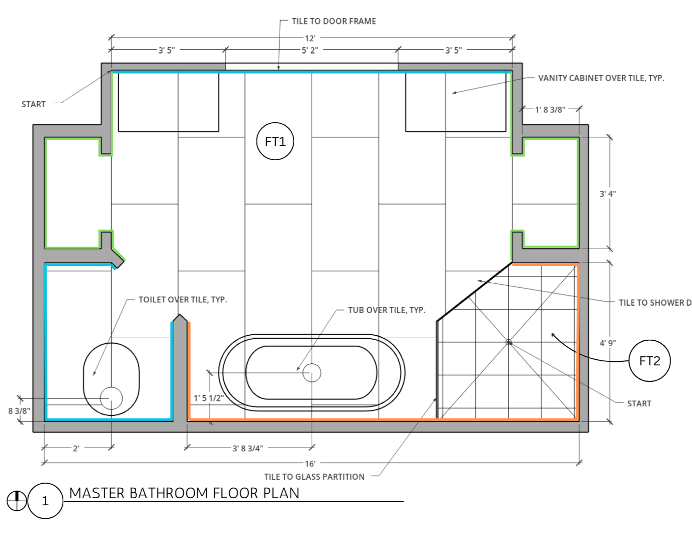 Lone Oak Spa Master Bathroom Architectural Docs