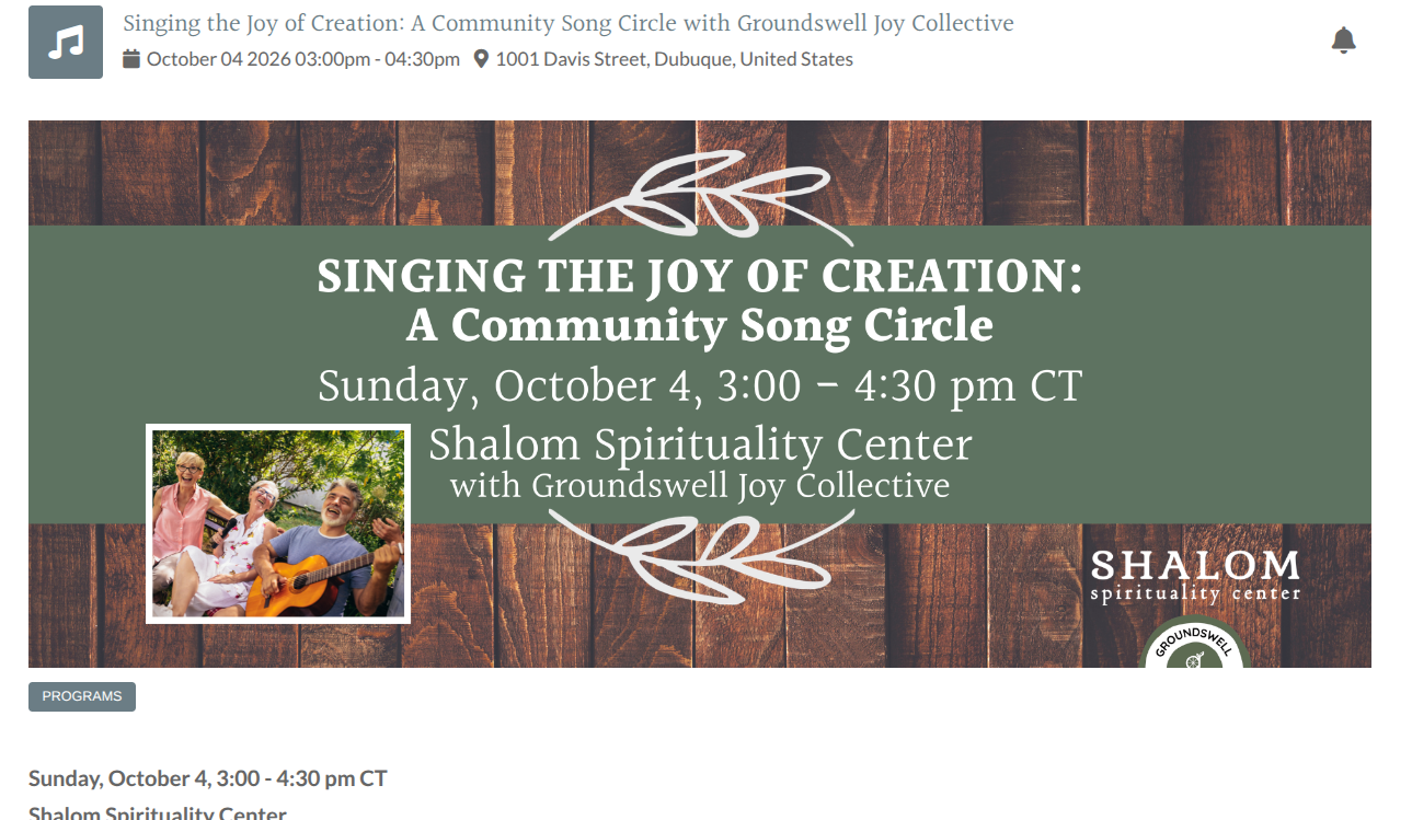 Singing the Joy of Creation: A Community Song Circle