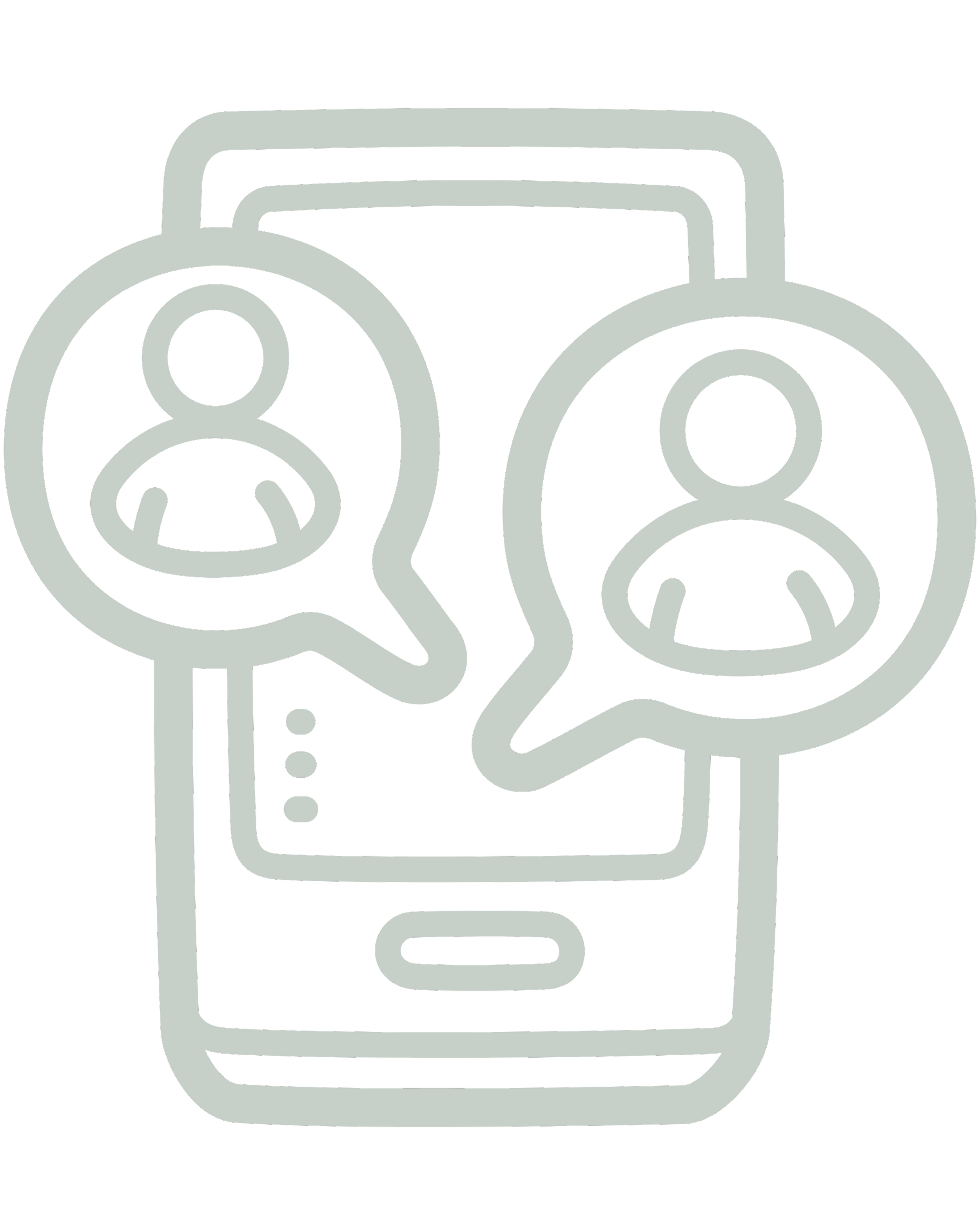 Illustration of a smartphone with two speech bubbles containing human icons, representing telephone communication or messaging.