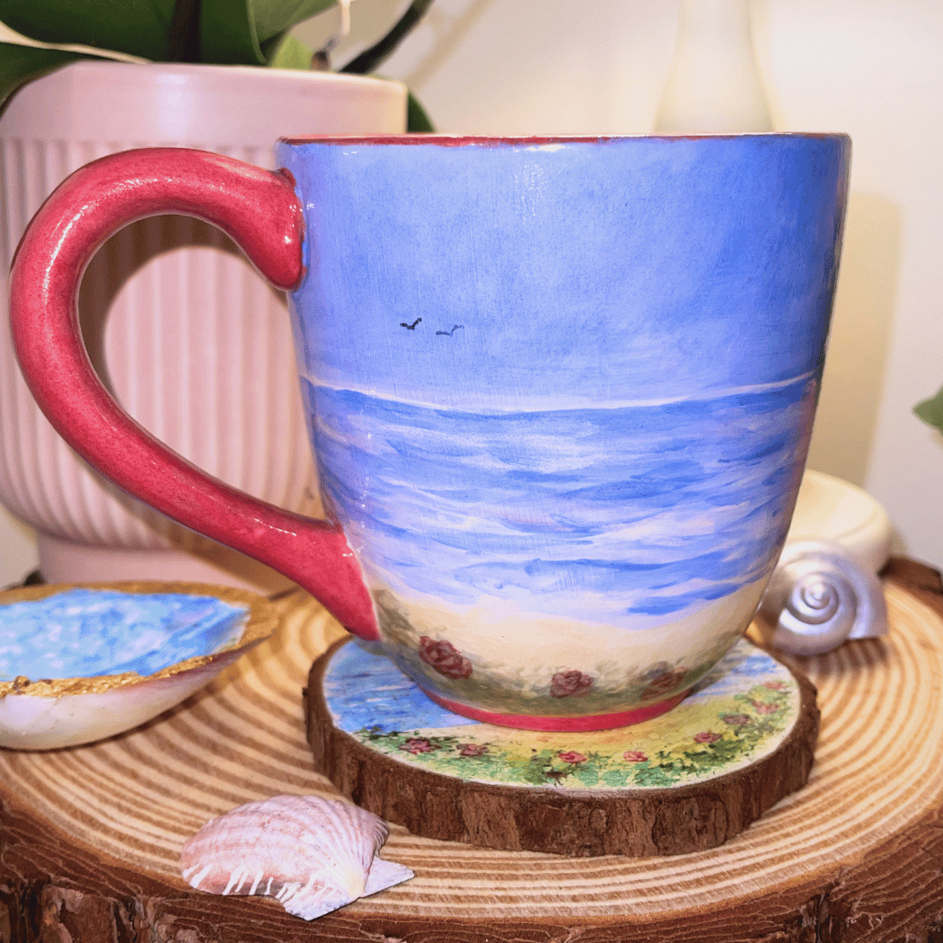 "Rose Beach" 12oz Tapered Coffee Mug