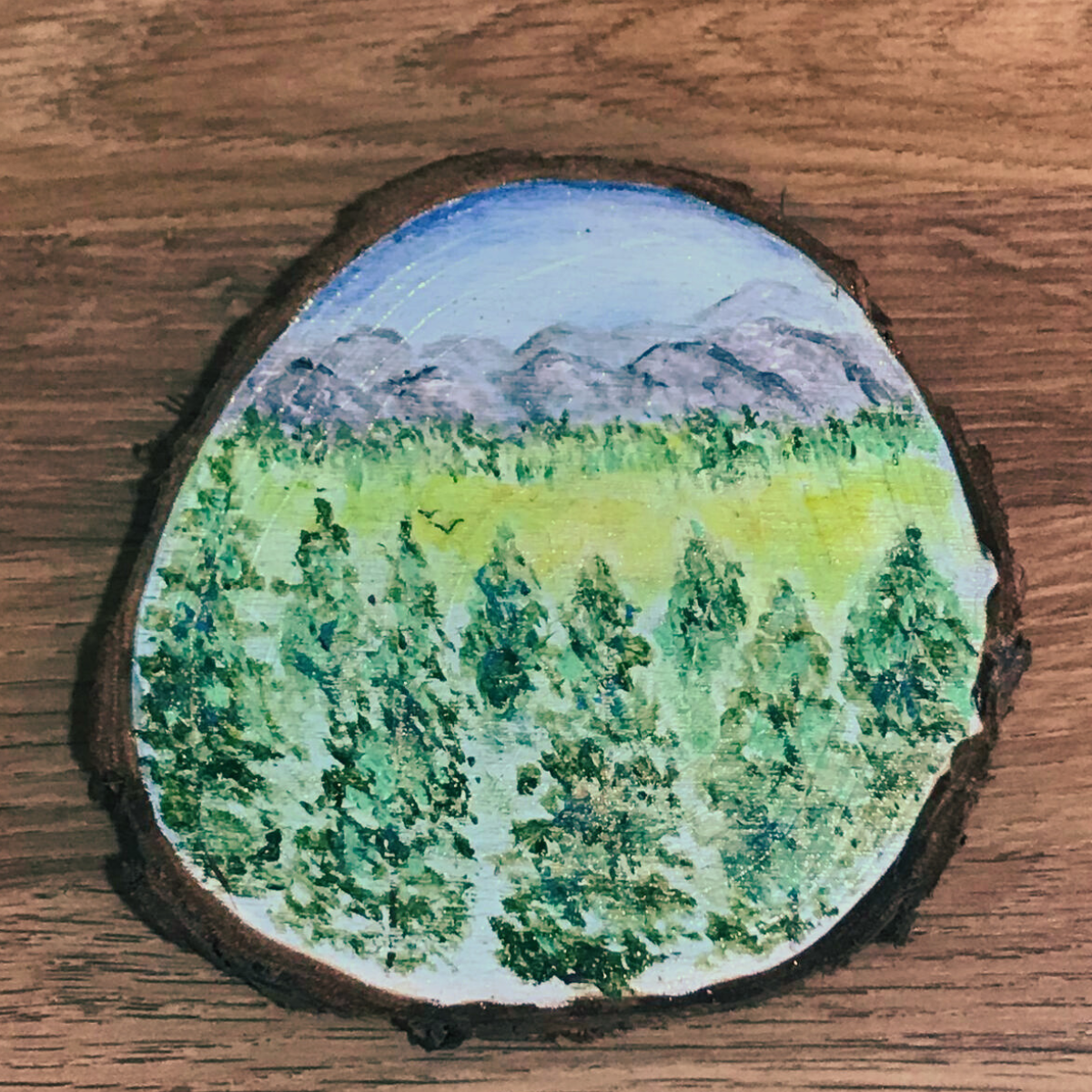 "The Valley" 9cm Wooden Tree Slice Coaster
