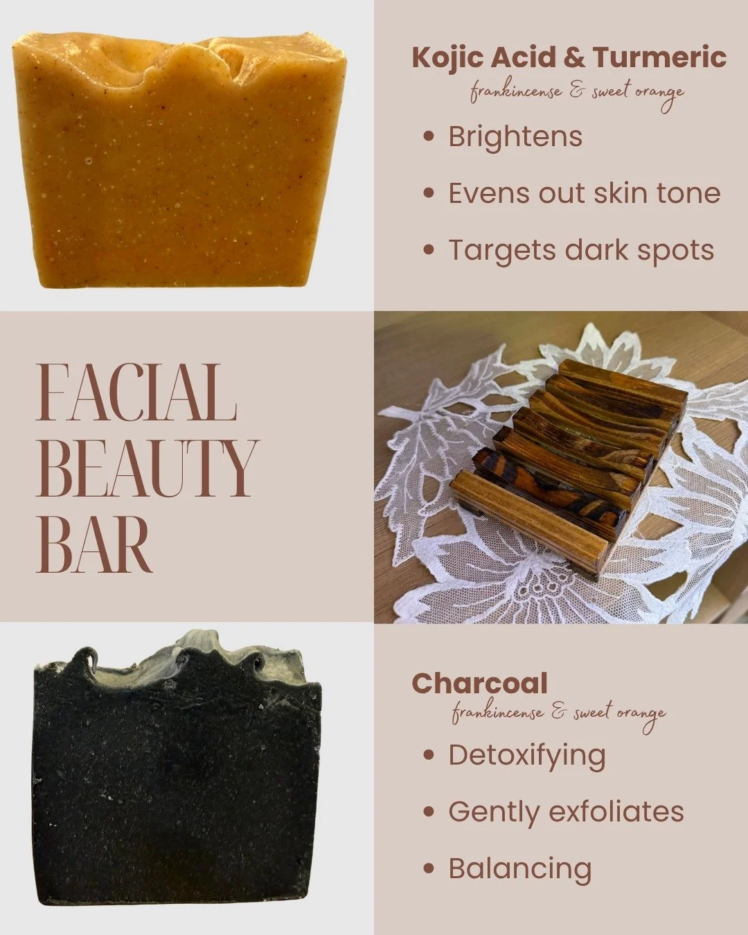 A wonderful friend went to go and reorder my Facial Beauty Bar, only to find that it was not on the website! Eek! I am a little disappointed I left this star of the show in the shadows for so long!
These are my hot ticket items at the markets! Crafte