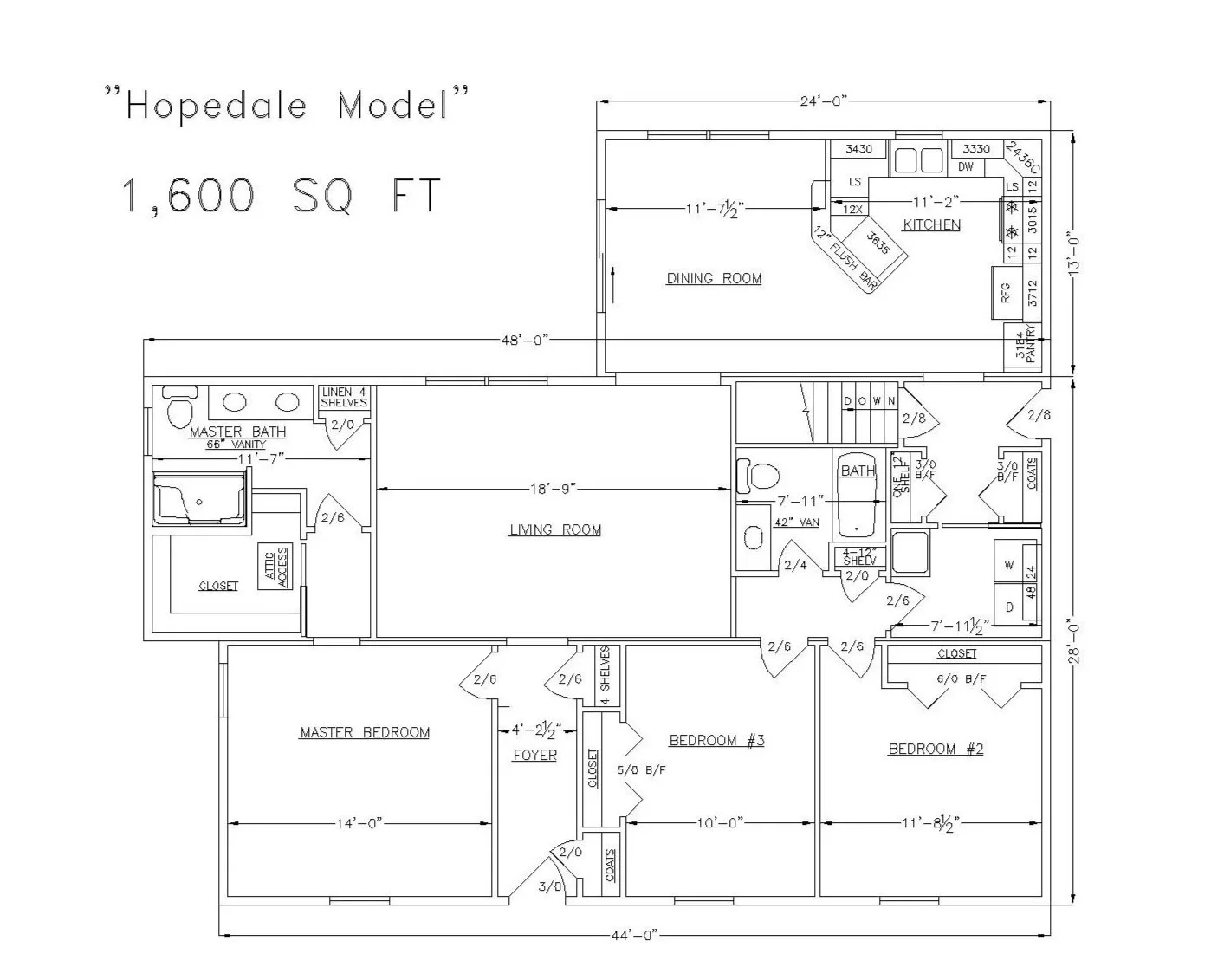 "Hopedale" model floor plan by Lake City Homes.