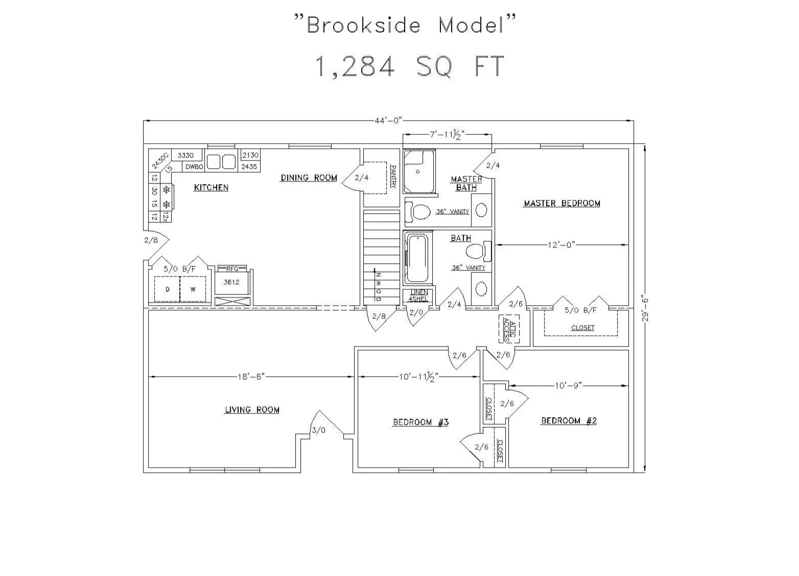 "Brookside" model floor plan by Lake City Homes.
