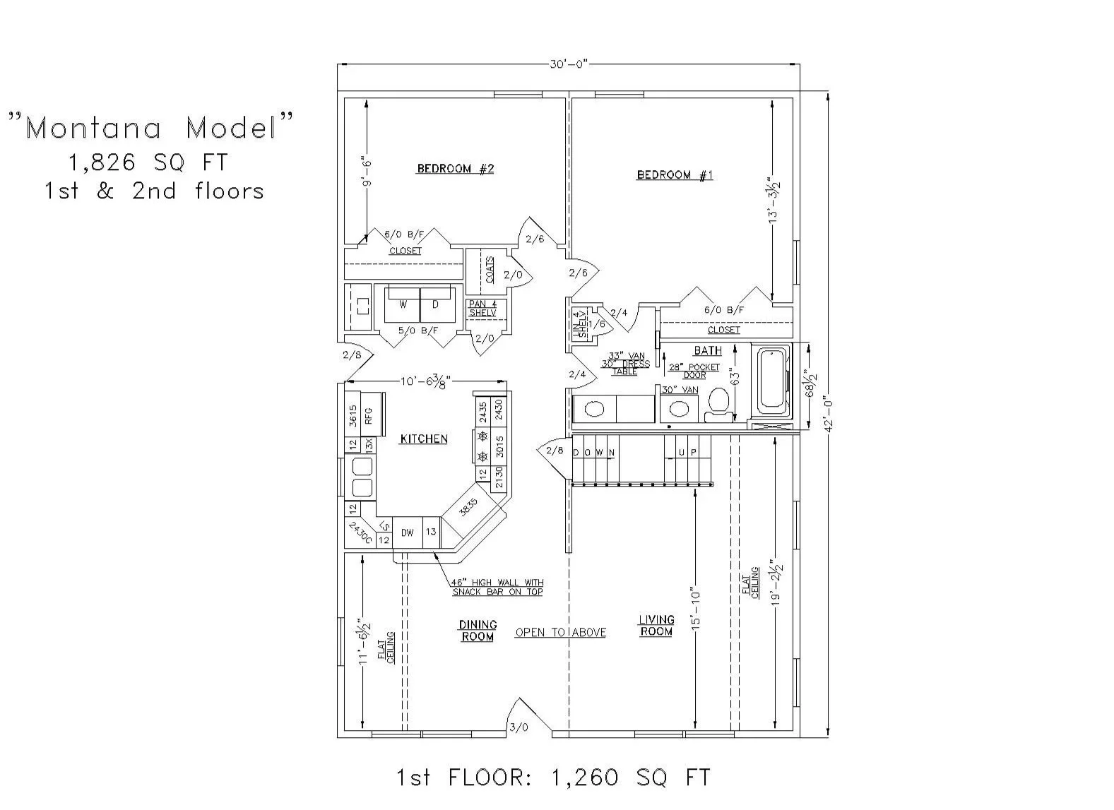 "Montana" model first floor plan by Lake City Homes.