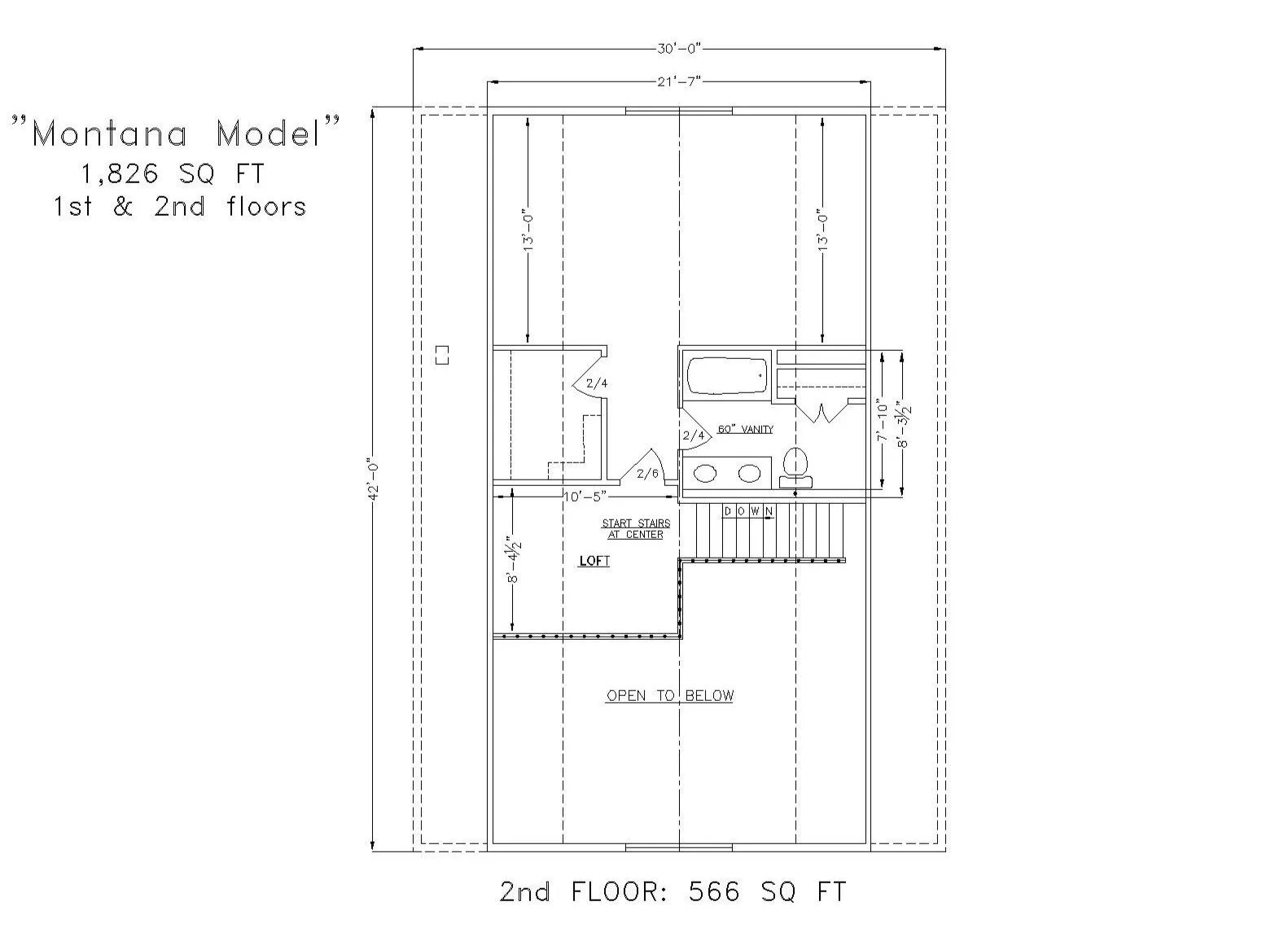 "Montana" model second floor plan by Lake City Homes.