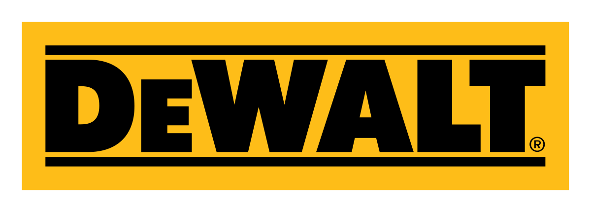 DeWalt logo in black text on a yellow background.
