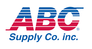 Logo of ABC Supply Co. Inc. with stylized red and blue letters ABC and blue company name underneath