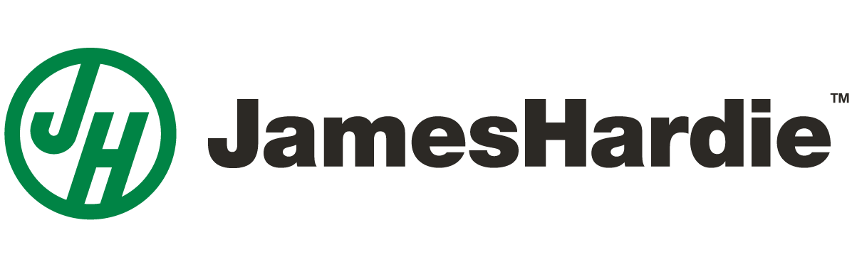 James Hardie logo with green circular emblem containing stylized initials JH and the company name in black text.