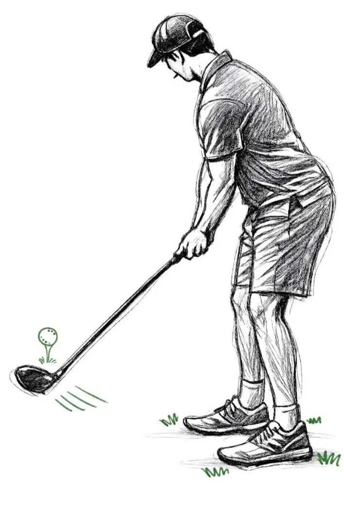 A sketch of a John MacLean playing golf.