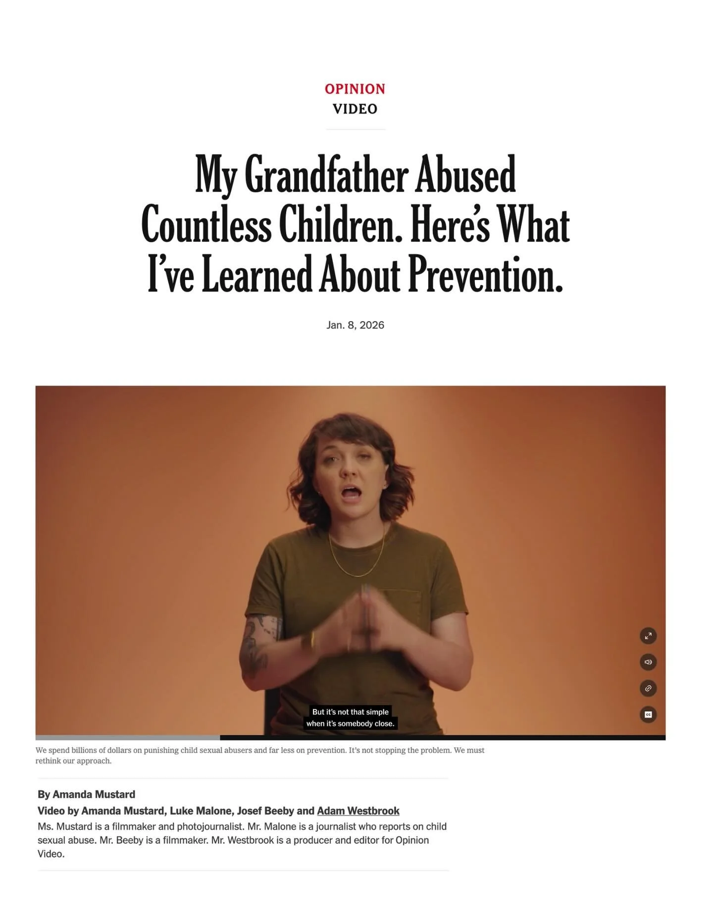A new @nytopinion piece features our film &ldquo;Great Photo, Lovely Life&rdquo; alongside director Amanda Mustard&rsquo;s reflections on preventing child abuse. 

#greatphotolovelylife #documentaryfilm #documentary #nyt #nytopinion