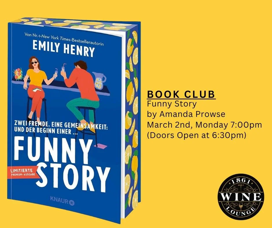 🌷🍷 March Book Club Night! 🍷🌷
It&rsquo;s time for another cozy night of books, wine, and great conversation 💛

📖 March Pick: Funny Story by Emily Henry
Romance, humor, awkward moments, and that signature Emily Henry emotional depth &mdash; we&rs