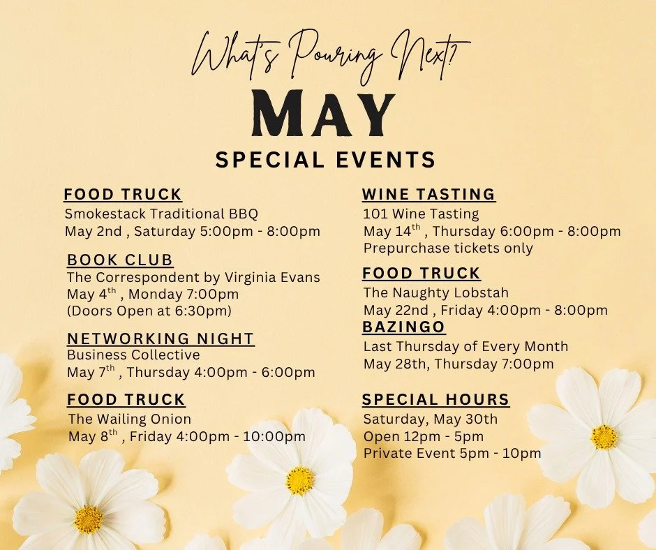May&rsquo;s What&rsquo;s Pouring Next? has officially been released.

For more information on upcoming events, visit our website at 1861winelounge.com and be sure to sign up for our newsletter to stay in the loop.