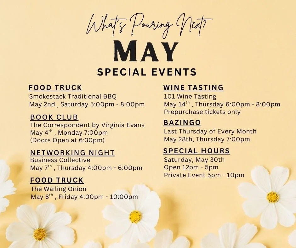 May is flying by, and we have so many exciting events, pours, and gatherings still ahead. For more information on upcoming events, visit our website at 1861winelounge.com and be sure to sign up for our newsletter to stay in the loop.