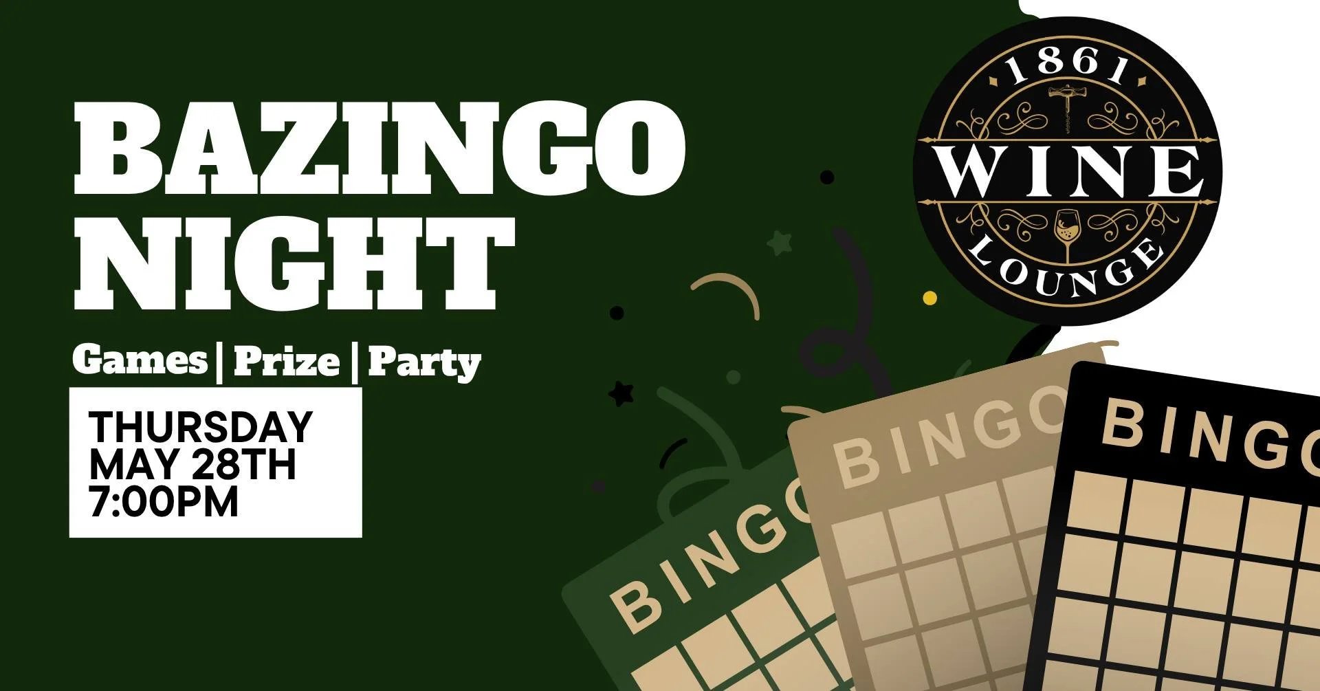 🎉 BAZINGO NIGHT THIS THURSDAY! 🎉

It&rsquo;s almost time for another fun night of music, laughs, and bazingo!

🗓 Thursday, May 28
⏰ 7:00 PM

Join us for Bazingo Night.. happening the last Thursday of every month! 🍷🎶✨