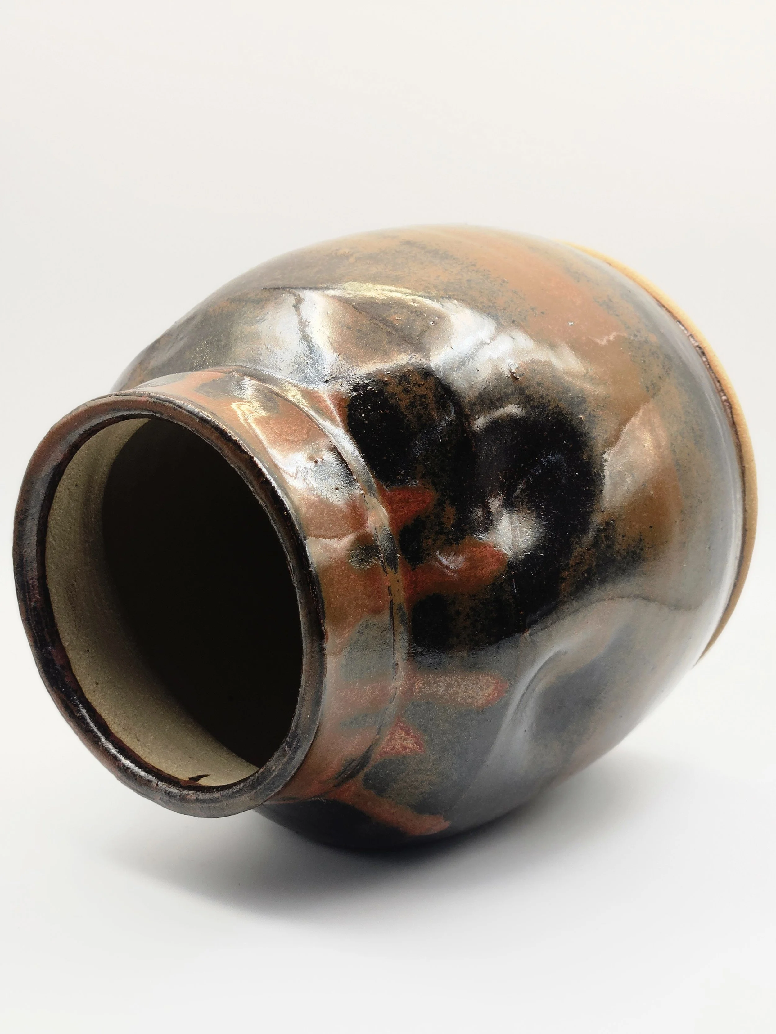 Schiprek Ceramics Squeezed Jar with Red Drip Top View.jpg