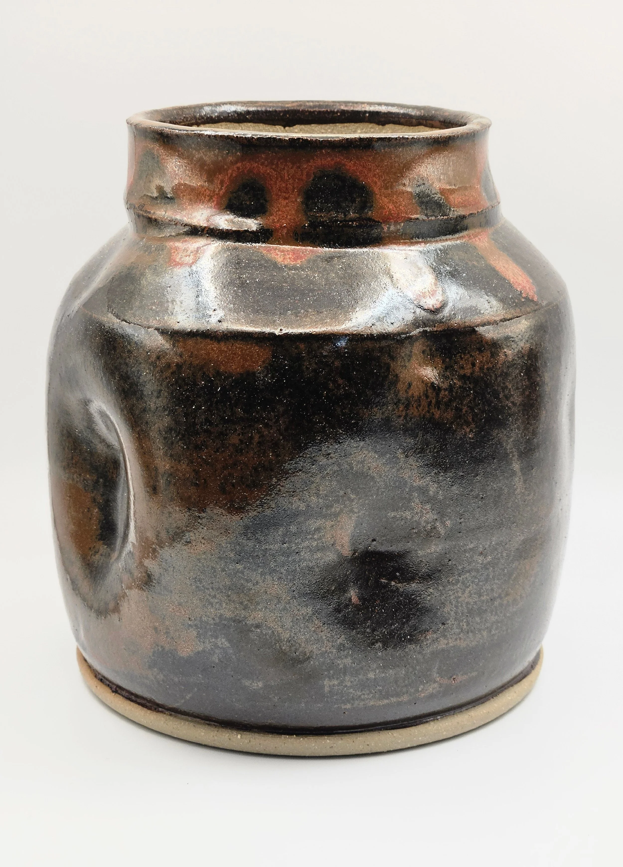 Schiprek Ceramics Squeezed Jar with Red Drip.jpg