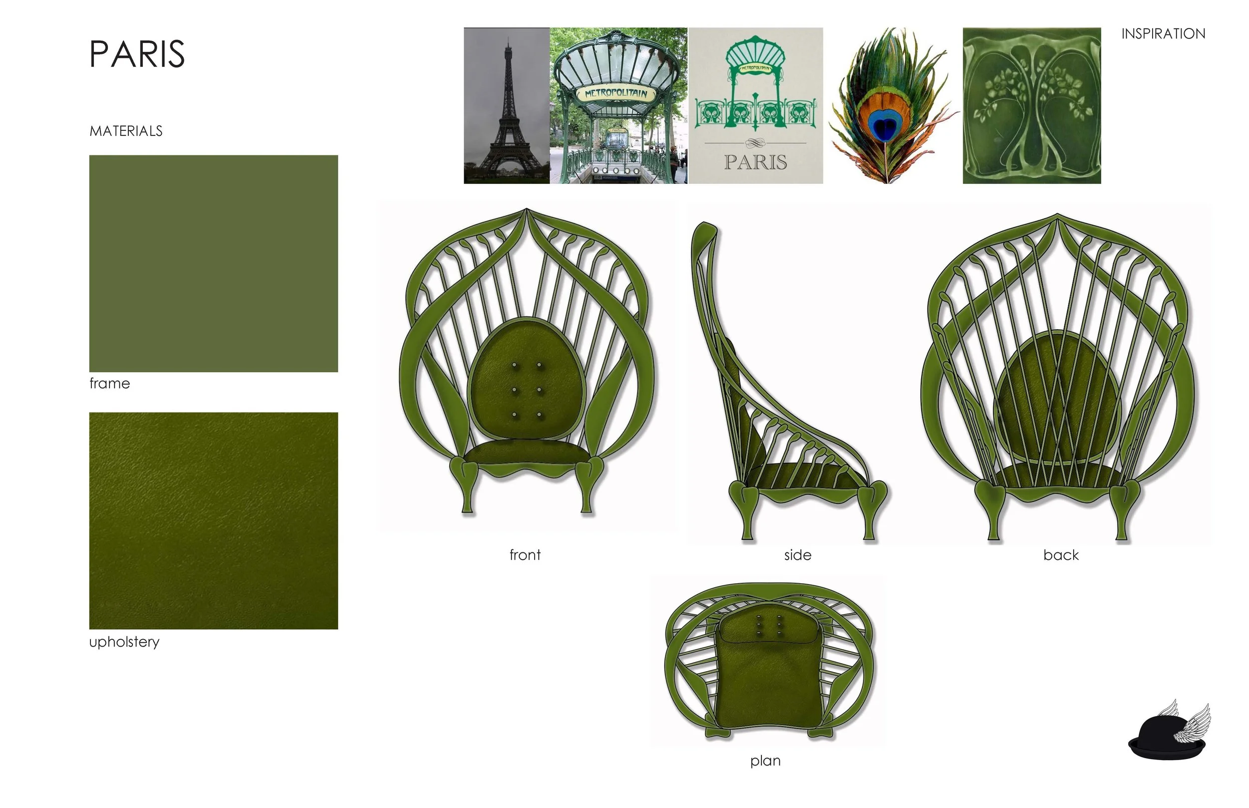 The Paris Chair - inspired by the Eiffel Tower, Paris Metro station entries and the Art Nouveau patterns of Paris