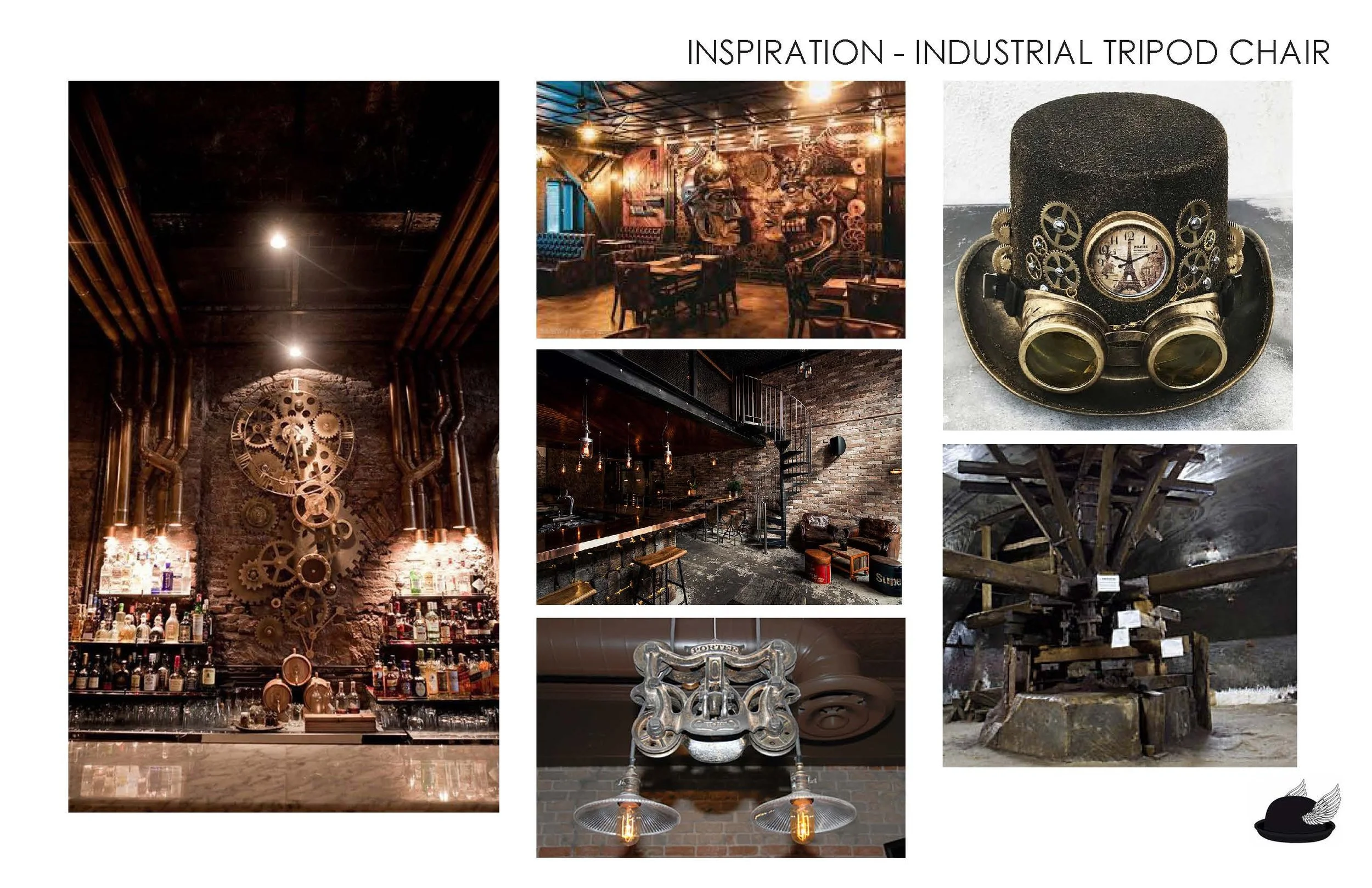 Industrial Tripod Chair - inspired by the raw steampunk aesthetic