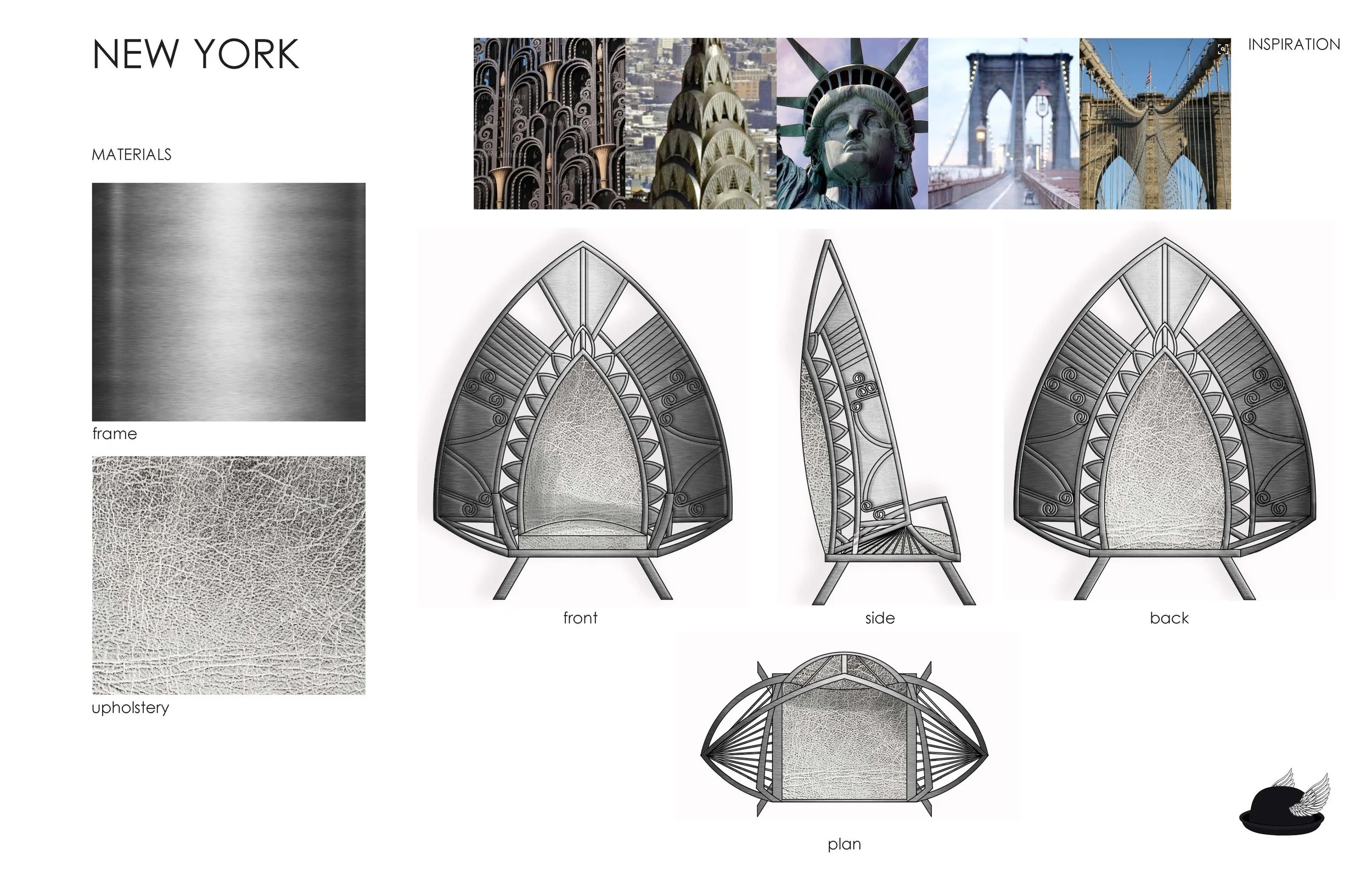 The New York - Inspired by the Chrysler building, The Brooklyn Bridge and the Art Deco patterns of New York City