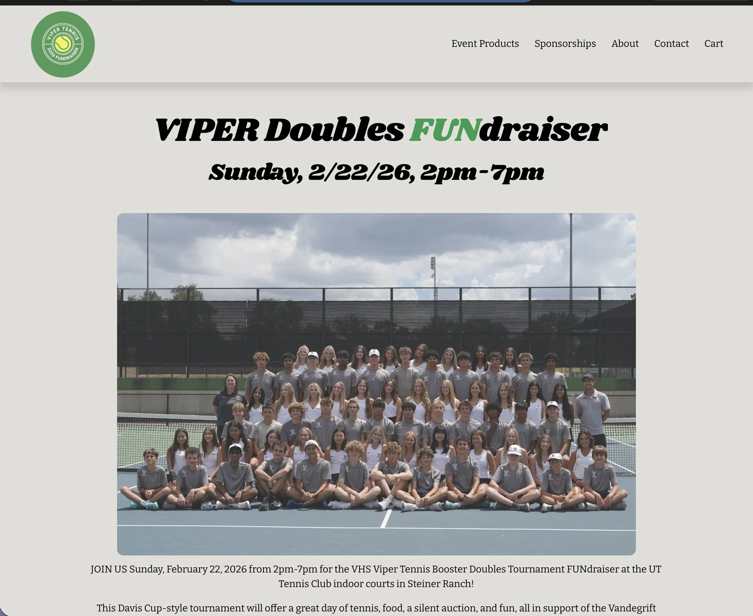 Designed for Austin high school tennis team's annual FUNdraising event held on Feb 22 2026