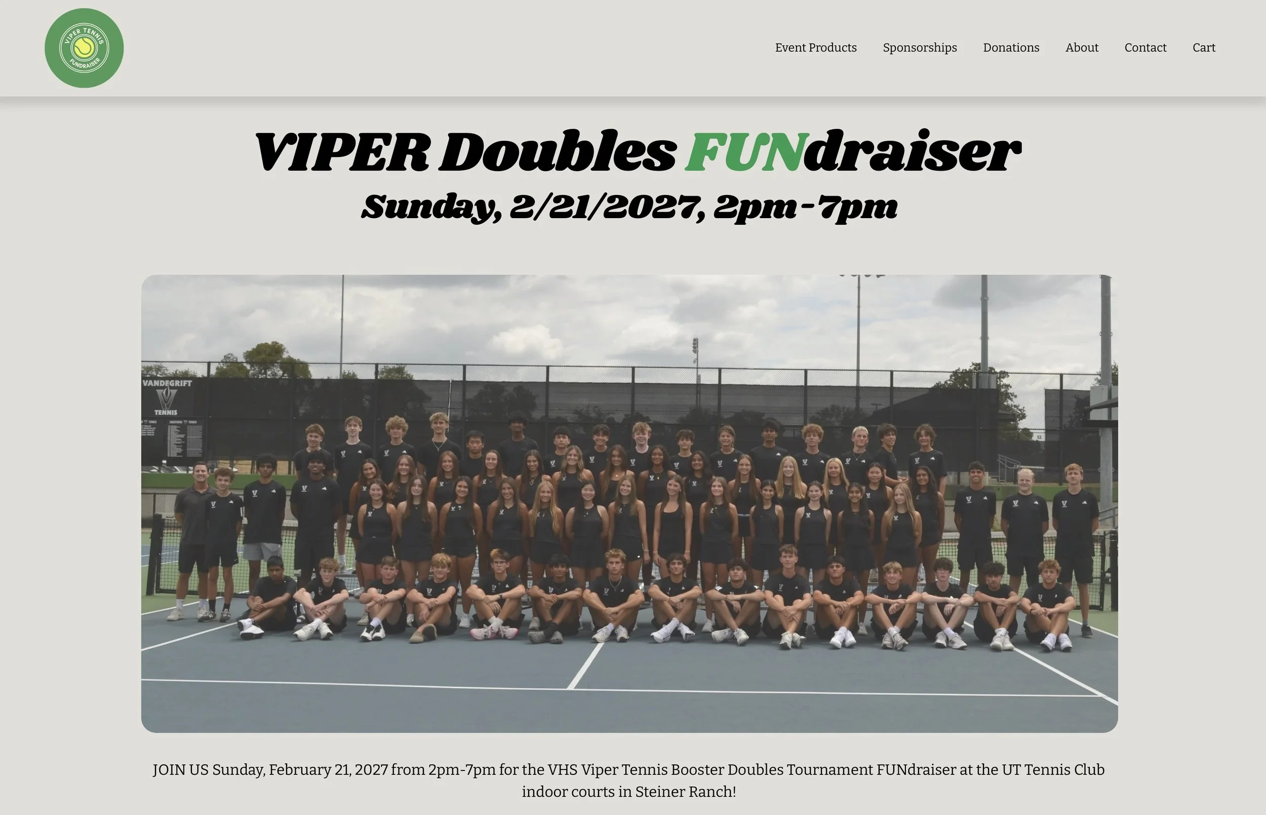 Designed for Austin high school tennis team's annual FUNdraising event to be held on Feb 21 2027