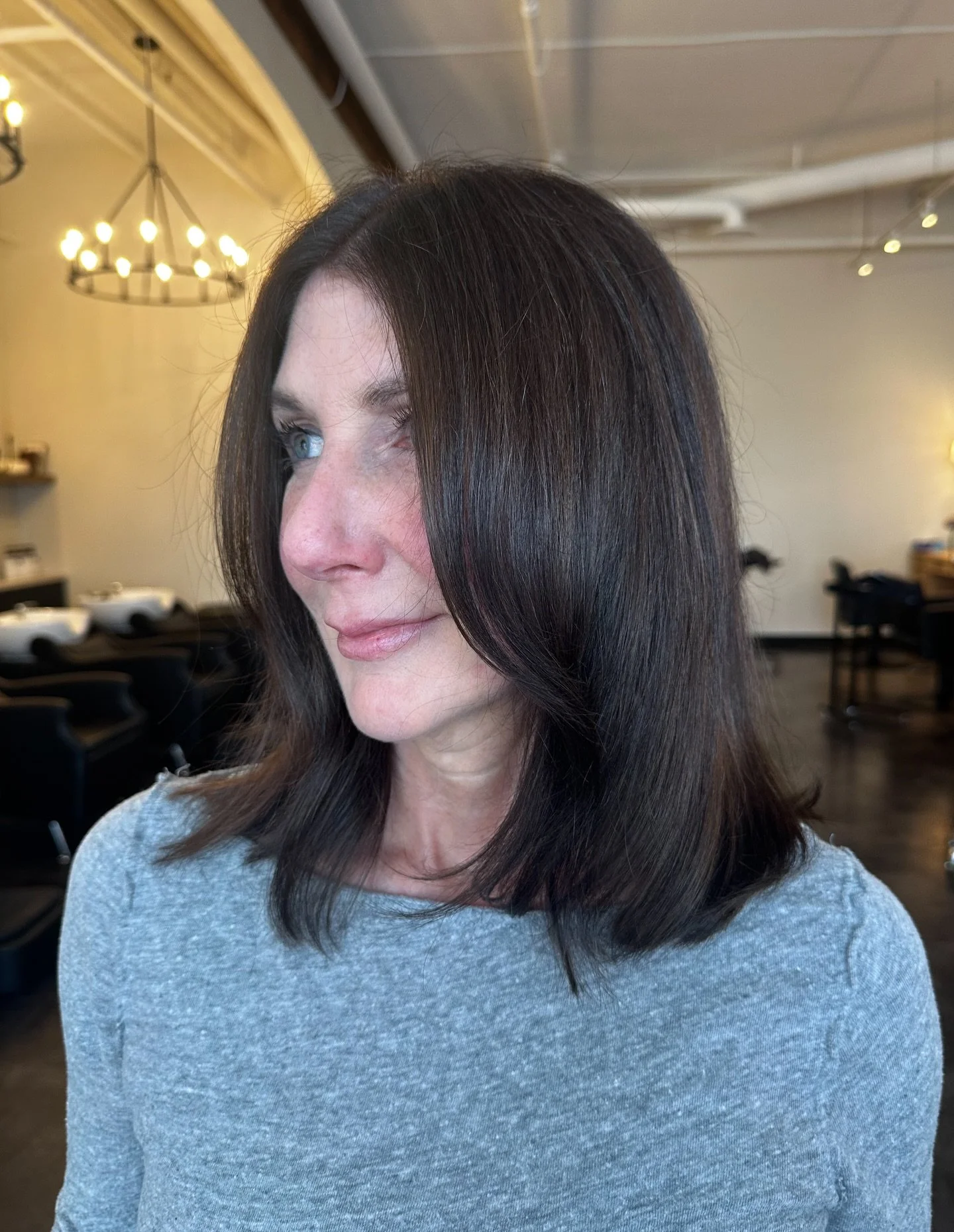 Bright blonde ➡️ rich brunette 

Something about that rich, deep brunette with her blue eyes just feels like perfection 😍