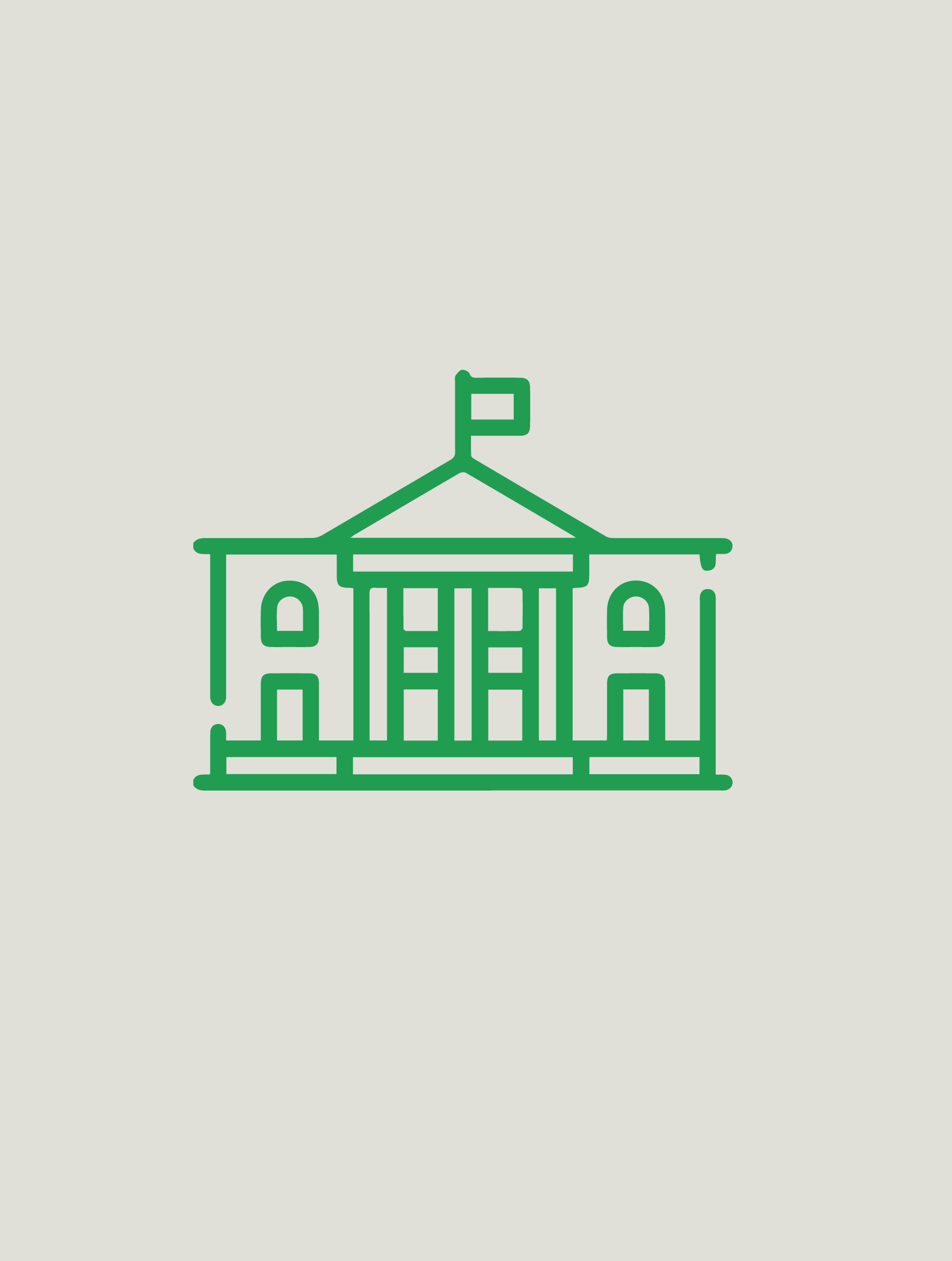 Ilustração minimalista da Casa Branca em linha verde